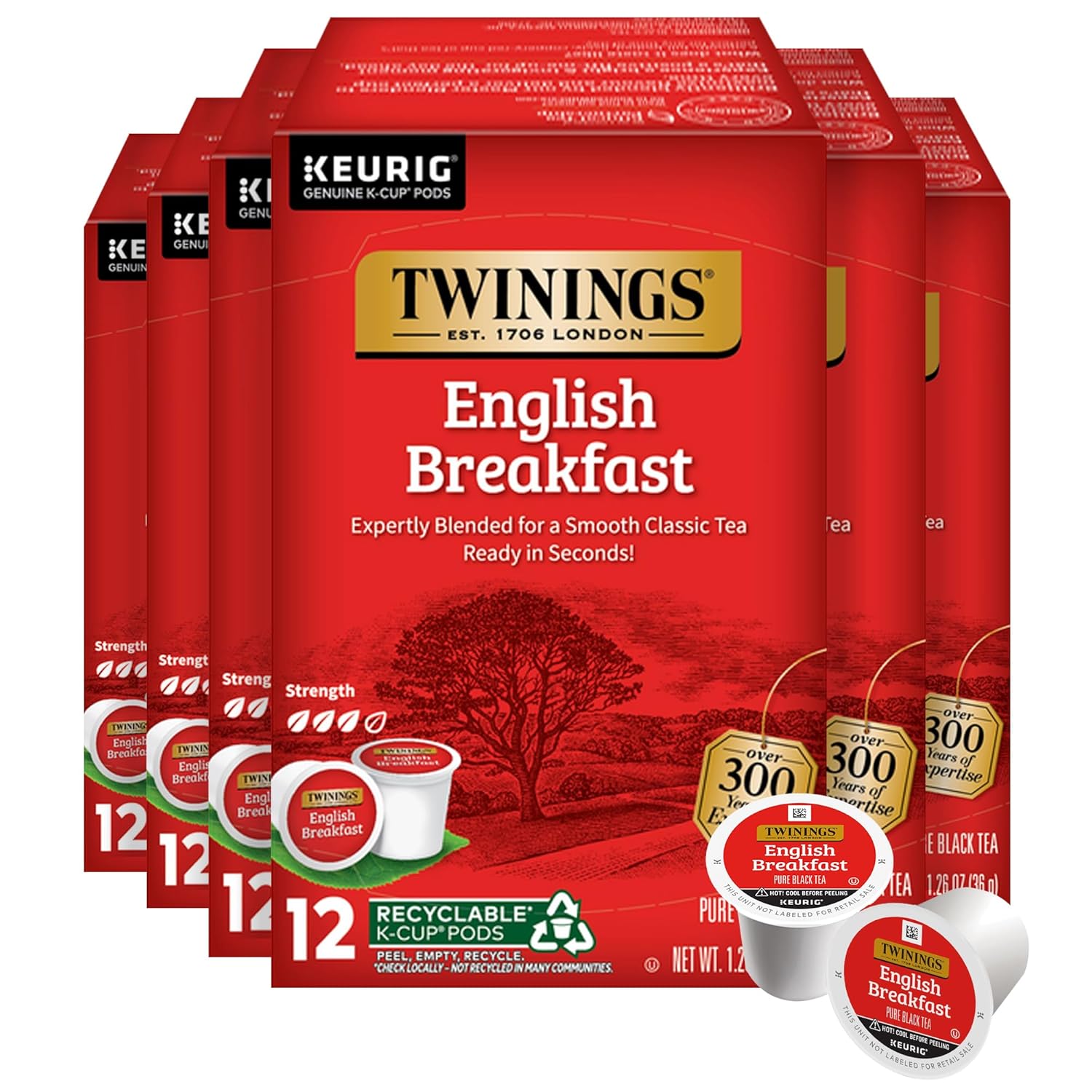 Twinings English Breakfast Black Tea K-Cup Pods for Keurig, 24 Count (Pack of 1), Smooth, Flavourful, Robust, Caffeinated, Enjoy Hot or Iced