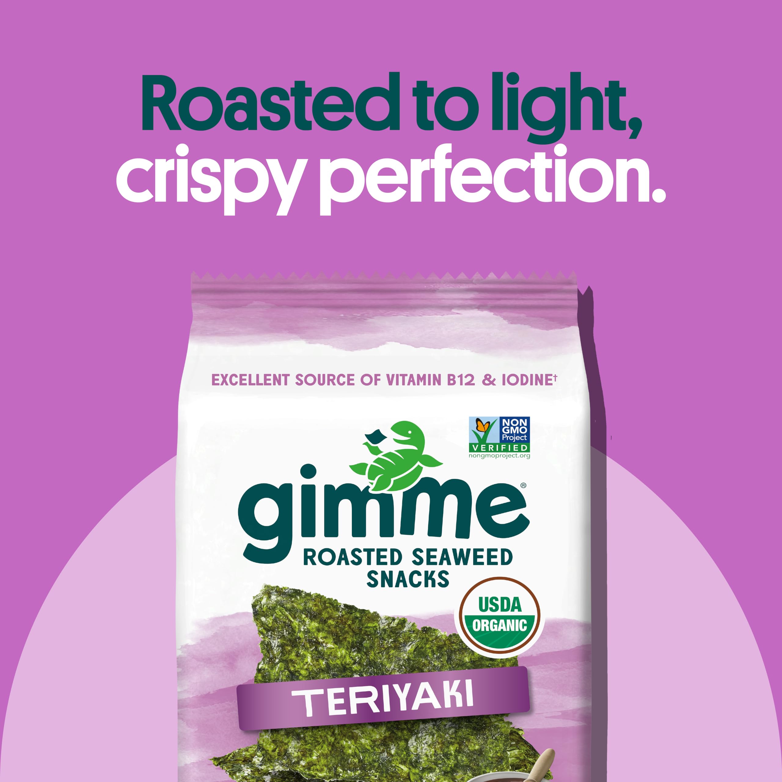 Gimme Seaweed Organic Premium Roasted Seaweed Snacks, Sea Salt, 20 Count, Keto, Vegan, Gluten-Free, Great Source of Omega3s and Iodine, Healthy On-The-Go Snack for Kids and Adults