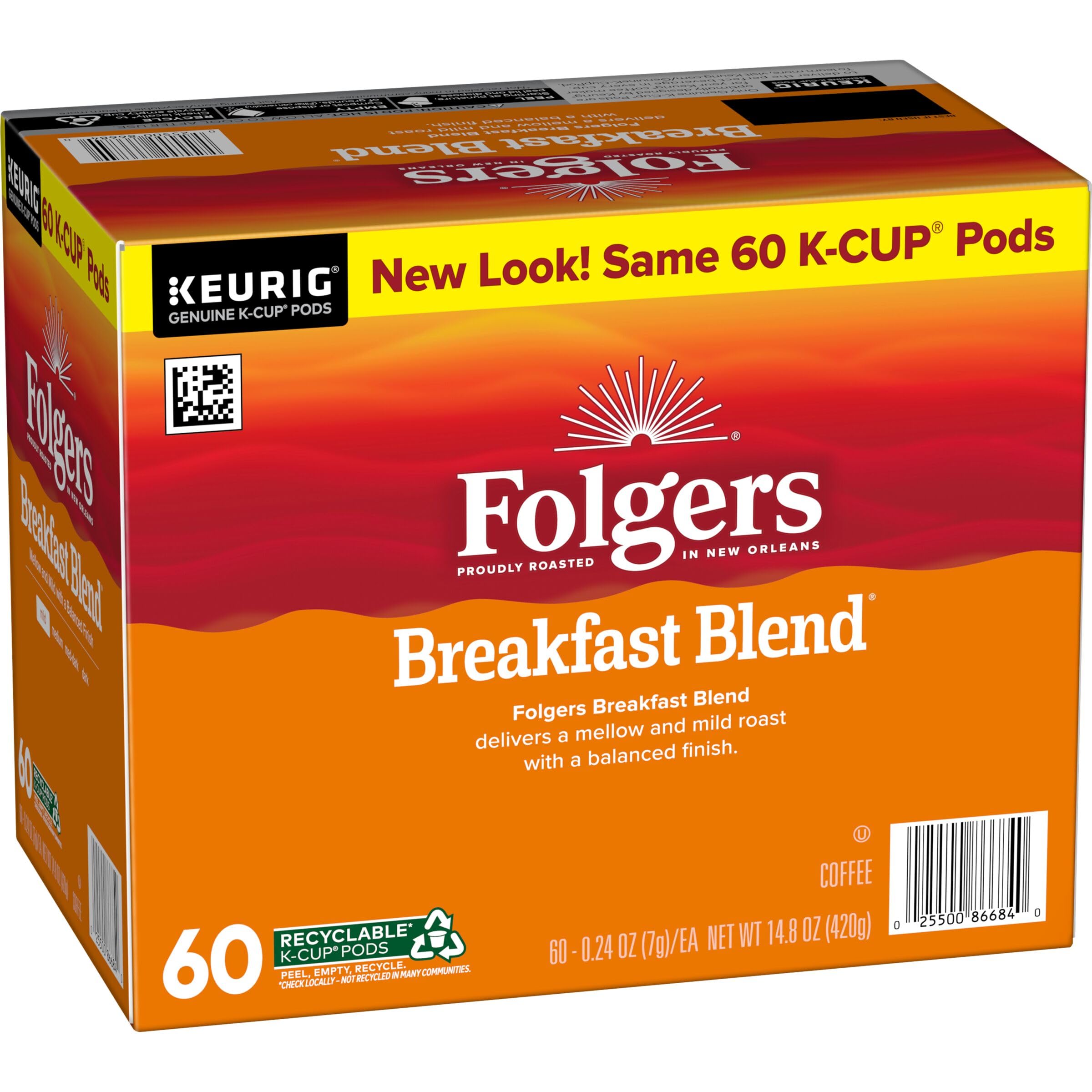 Folgers Classic Roast Medium Roast Coffee, 72 Keurig K-Cup Pods
