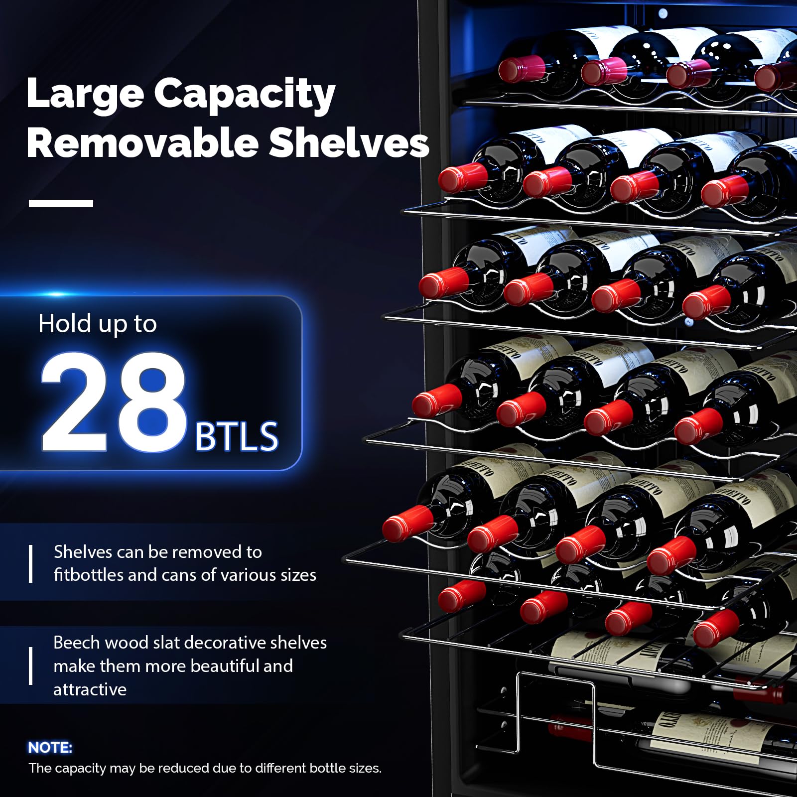 ROVSUN 18 Bottle Wine Fridge, Freestanding Compressor Wine Cooler Refrigerator, Beverage Wine Chiller with Digital Temperature Control & Double-layer Glass Door for Red White Wine, Champagne, Beer