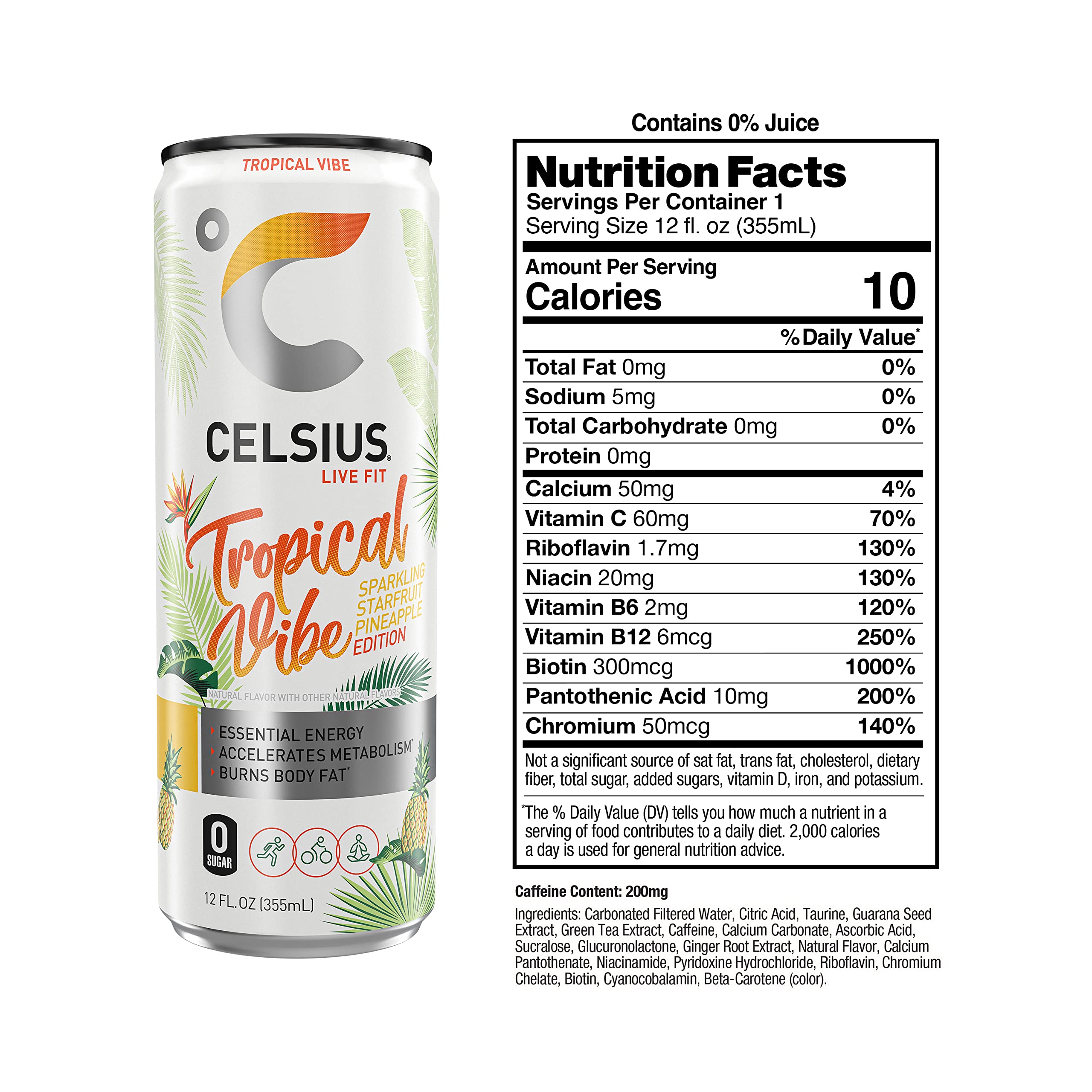 CELSIUS ASTRO VIBE Sparkling Blue Razz, Sugar Free Energy Drink, 12 Fl Oz (Pack of 12)
