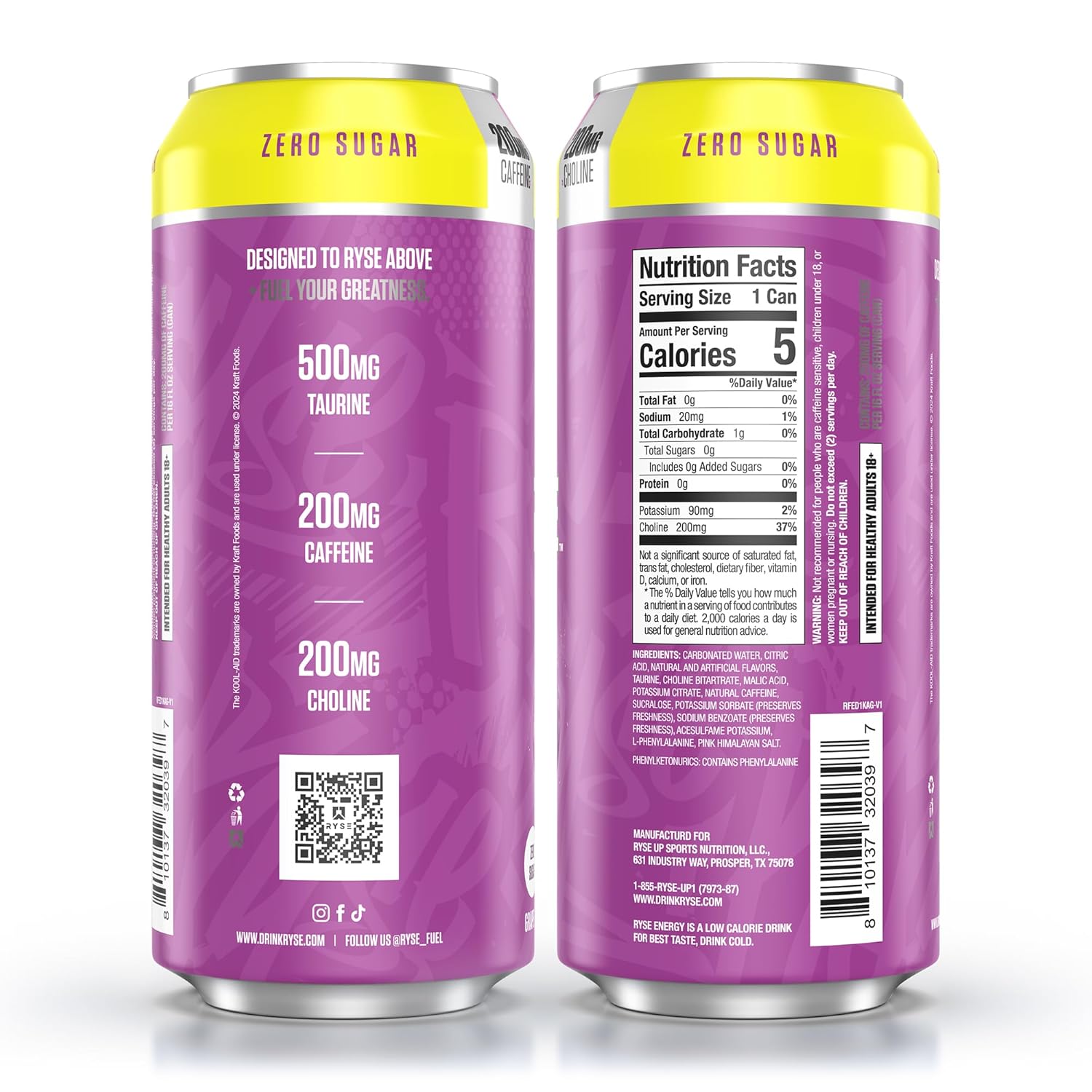 RYSE Fuel Energy Drink - Variety Pack - Sugar Free, Gluten Free & Vegan - 200mg Natural Caffeine, Taurine & Choline for Focus & Energy - No Artificial Colors - 16 fl oz Cans (12-Pack)