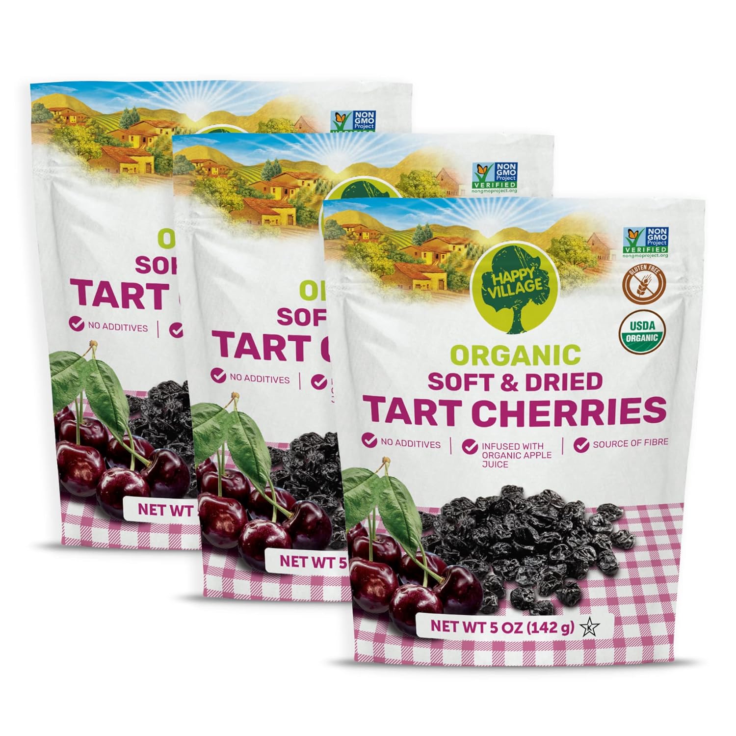 Happy Village Organic Whole Dried Strawberries, 18 OZ Resealable Pack- Soft & Juicy, Kosher, Non-GMO, No Refined Sugar, Apple Juice Infused Dried Strawberry
