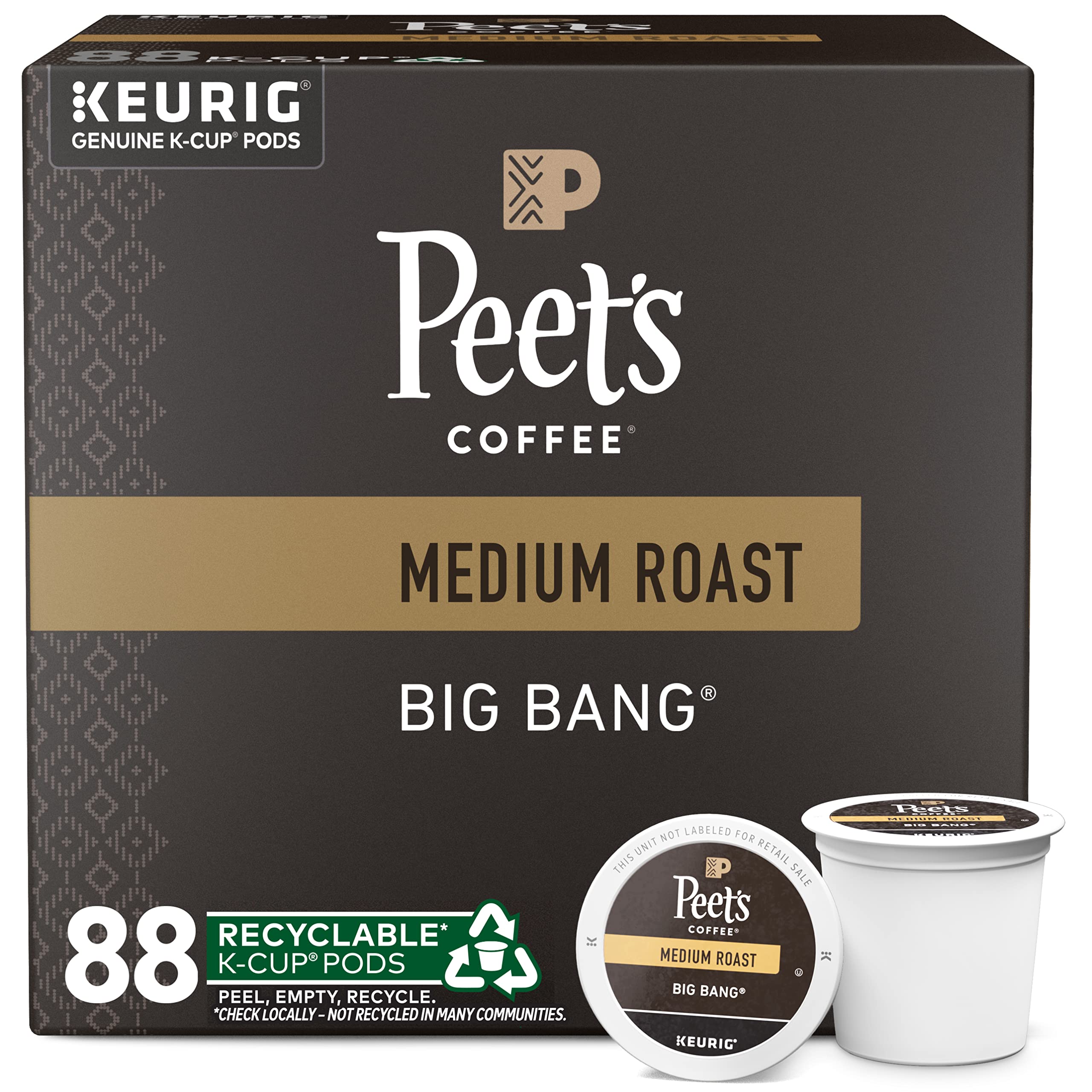 Peet's Coffee, Medium Roast Keurig K-Cup Pods - Café Domingo 54 Count (1 Box of 54 Pods)