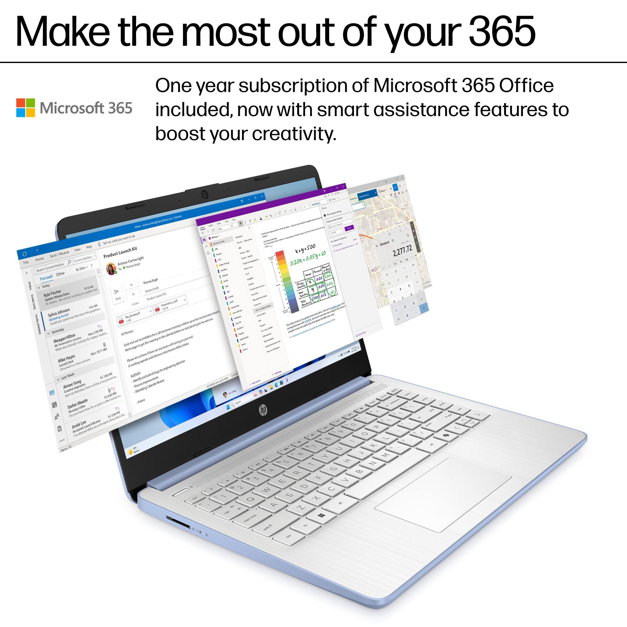 HP Laptop Computer for Students, 2026 Edition AI PC, 1 Year Office 365, Intel Processor, 16GB RAM, 128GB UFS, Long Battery Life, Webcam, WiFi 6, Type-c HUB Included, Windows 11 Home S, Sky Blue