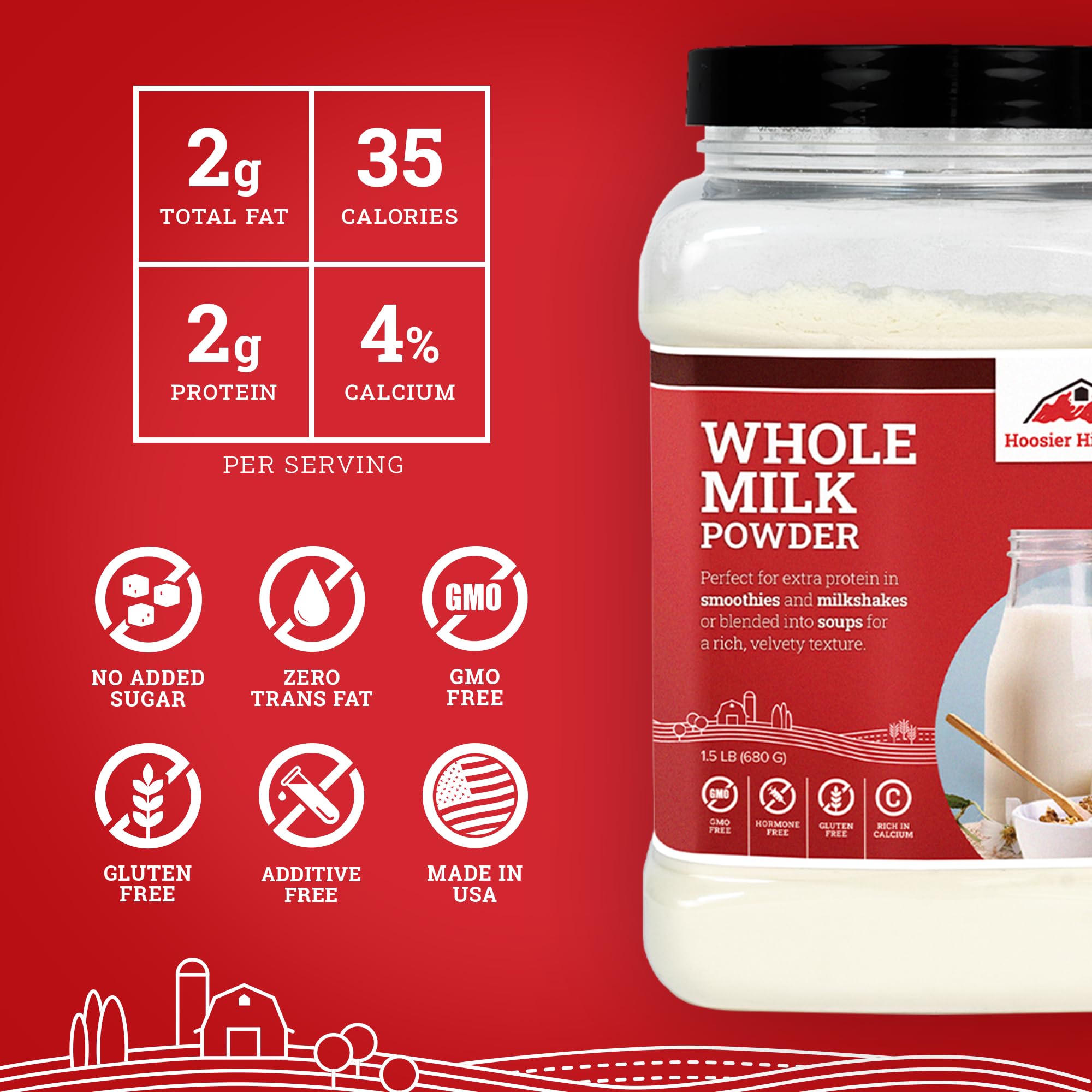 Hoosier Hill Farm Whole Milk Powder, 6LB (Pack of 1)