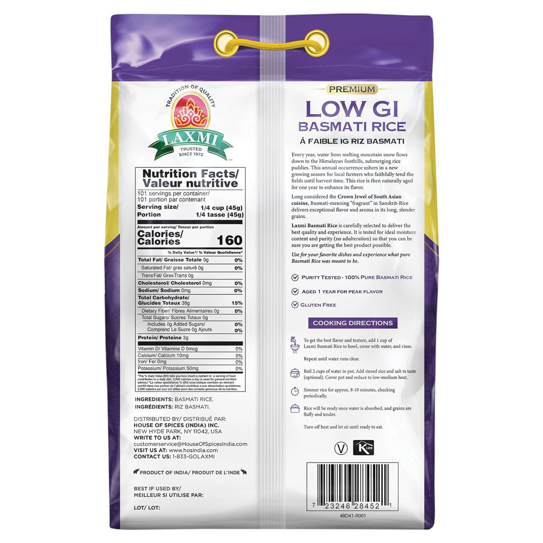 Laxmi Diabetic Basmati Rice, 10lb Bag by Laxmi Foods