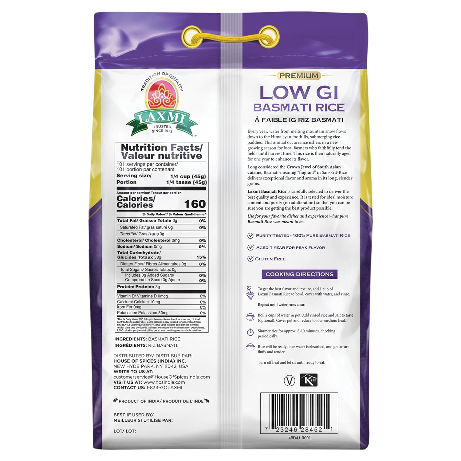 Laxmi Diabetic Basmati Rice, 10lb Bag by Laxmi Foods