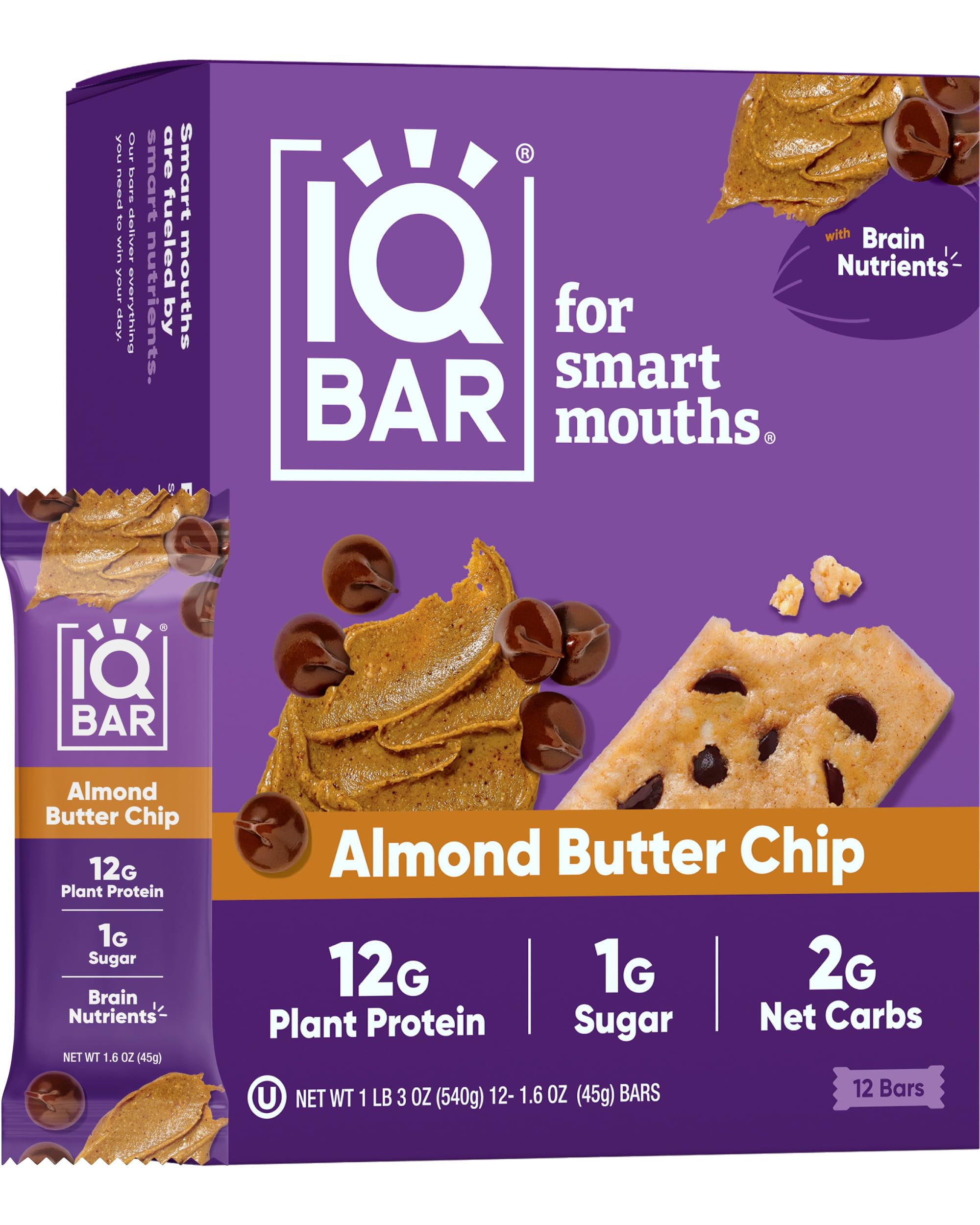 IQBAR Brain and Body Plant Protein Bars - Chocolate Lovers Variety - 36-Count - Keto, Vegan, Low Carb, High Fiber, Gluten Free, Dairy Free, Low Sugar Snack with Nutrients for Focus, Energy, Meal Replacement