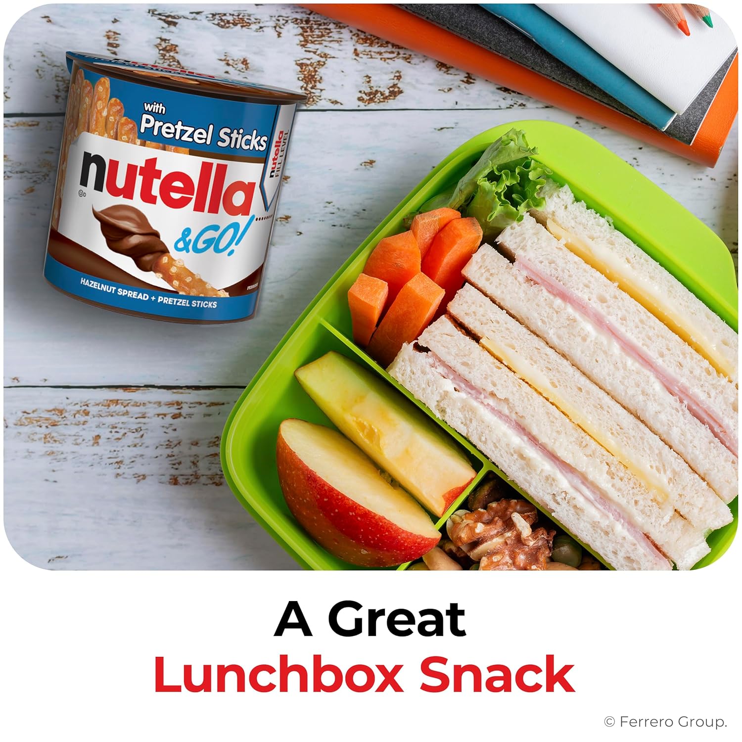Nutella & Go! Hazelnut Spread with Pretzel Sticks, On-the-Go Snack Cups, 12 Packs, 22.8 oz, vegetarian, blue