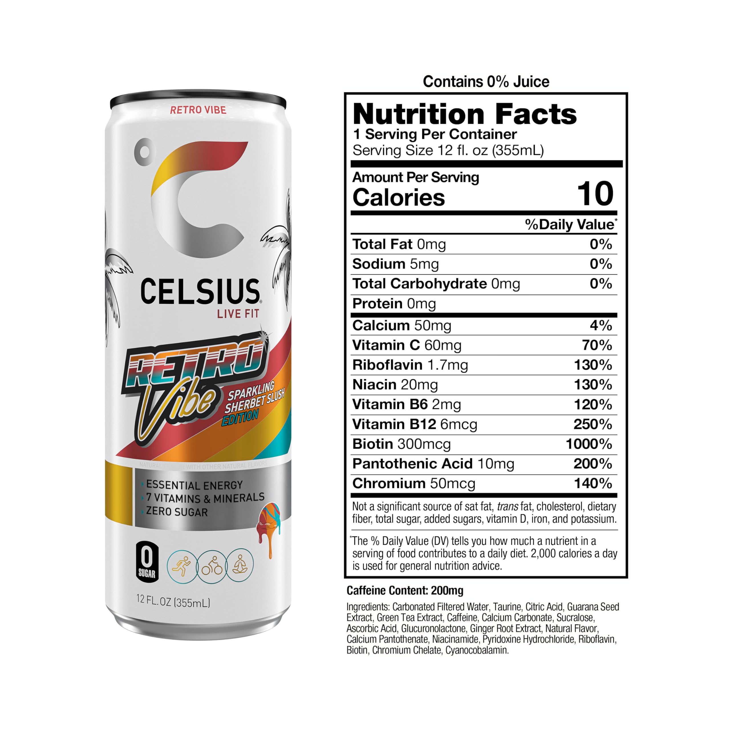 CELSIUS ASTRO VIBE Sparkling Blue Razz, Sugar Free Energy Drink, 12 Fl Oz (Pack of 12)