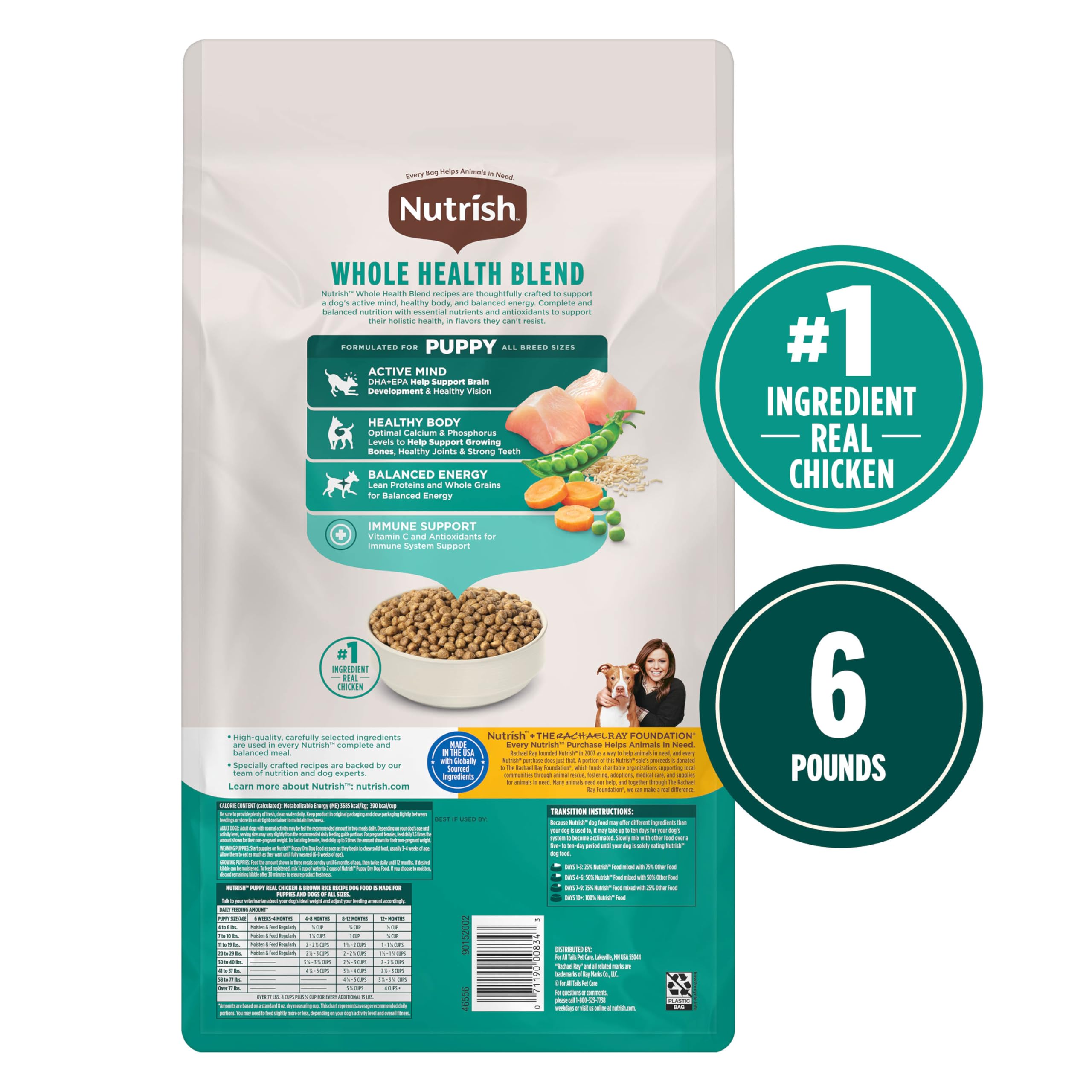 Nutrish Bright Puppy Premium Natural Dry Dog Food, Real Chicken & Brown Rice Recipe, 14 Pounds (Packaging May Vary), (Rachael Ray