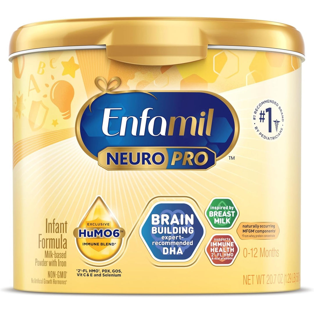 Enfamil NeuroPro Baby Formula, Triple Prebiotic Immune Blend with 2'FL HMO & Expert Recommended Omega-3 DHA, Inspired by Breast Milk, Non-GMO, Reusable Tub, 20.7 Oz (Packaging May Vary)