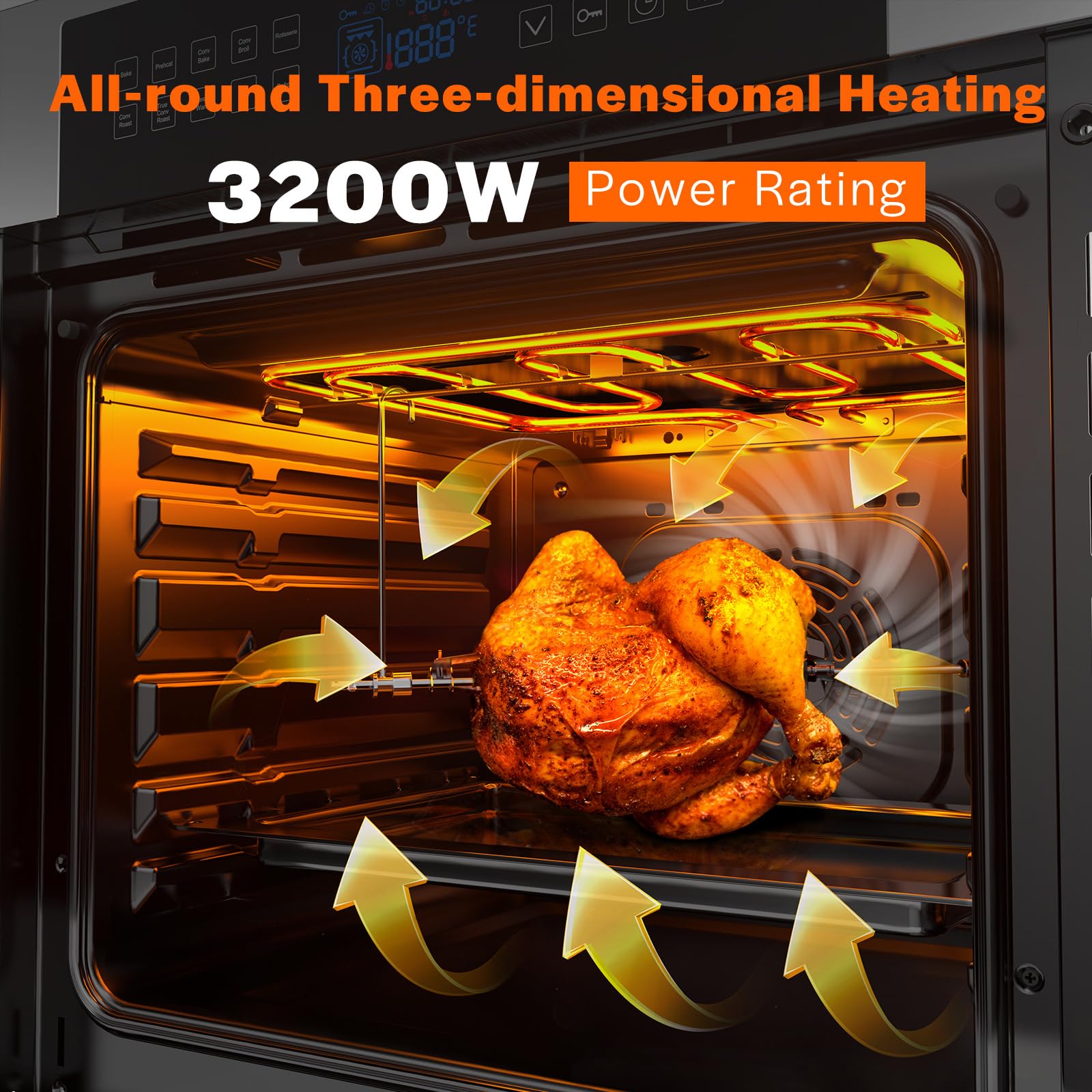 Empava 24 inch Electric Single Wall Oven, 2.5 Cu.ft.. Stainless Steel Built in Wall Oven with Basic Broil Bake Functions, Mechanical Knobs Control, 24WOE40L