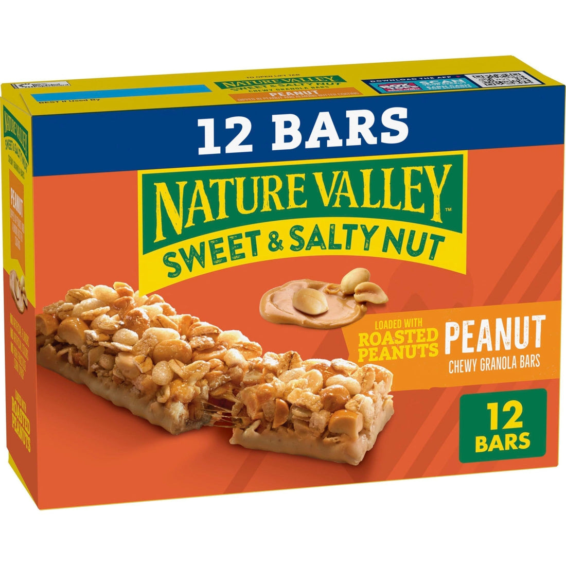 Nature Valley Sweet & Salty Peanut Chewy Granola Bars Bulk 30 Count, 36 oz Box, No Artificial Flavors Colors or High Fructose Corn Syrup, Morning Snack Bars, Adventure Ready