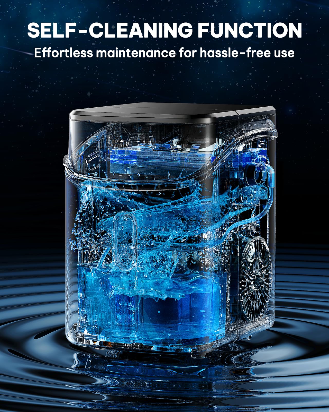 Silonn Ice Maker Countertop, Portable Ice Machine with Carry Handle, Self-Cleaning Ice Makers with Basket and Scoop, 9 Cubes in 6 Mins, 26 lbs per Day, Ideal for Home, Kitchen, Camping, RV