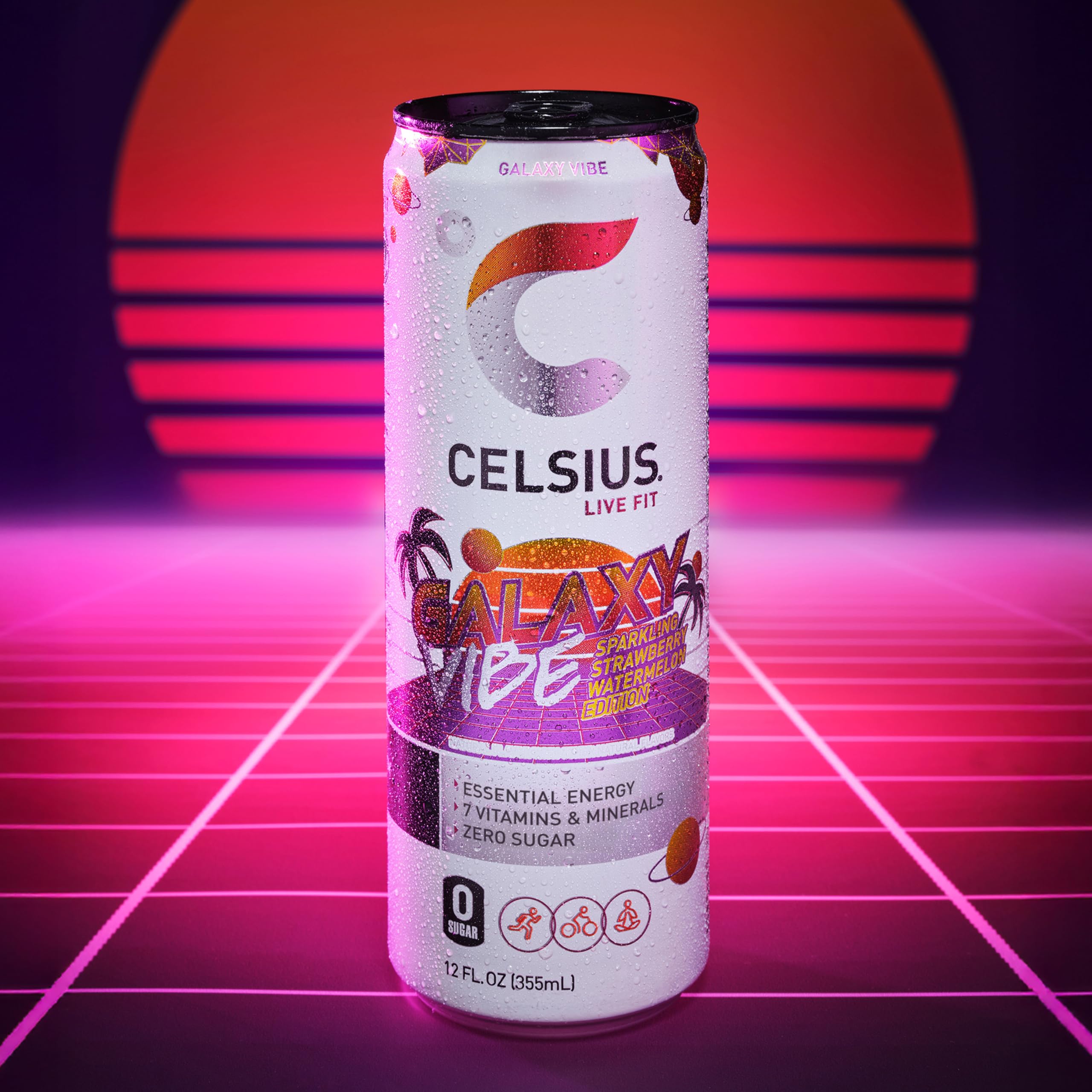 CELSIUS ASTRO VIBE Sparkling Blue Razz, Sugar Free Energy Drink, 12 Fl Oz (Pack of 12)