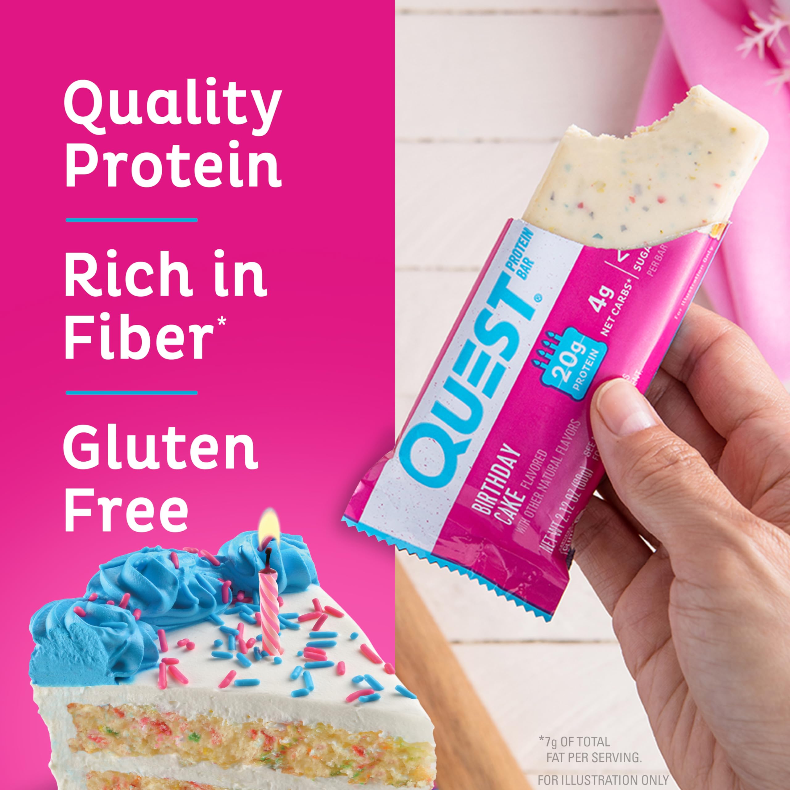 Quest Nutrition Chocolate Chip Dough Cookie Protein Bars, 21g Protein, 1g Sugar, 4g Net Carb, High Fiber, Gluten Free, Keto Friendy, 12 Count
