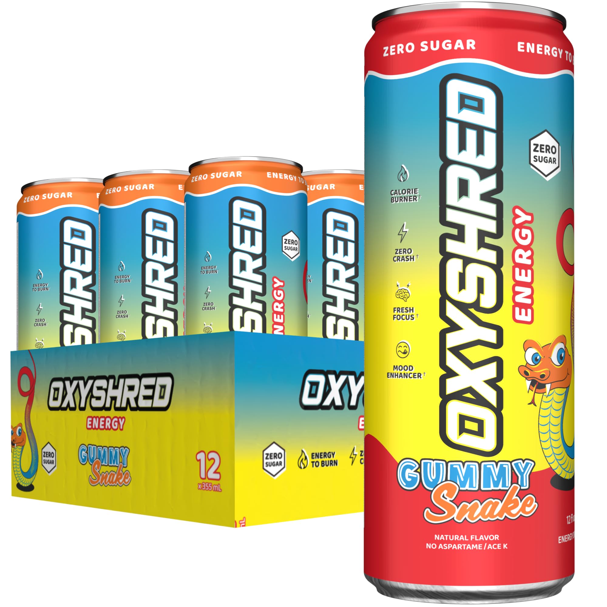 EHP Labs OxyShred Healthy Energy Drink - Zero Sugar Energy Drinks with Amino Acids, Green Tea Extract, Vitamin C & L Carnitine - Zero Carbs, Zero Calories, Clean Caffeine, Bahama Breeze (12-Pack)