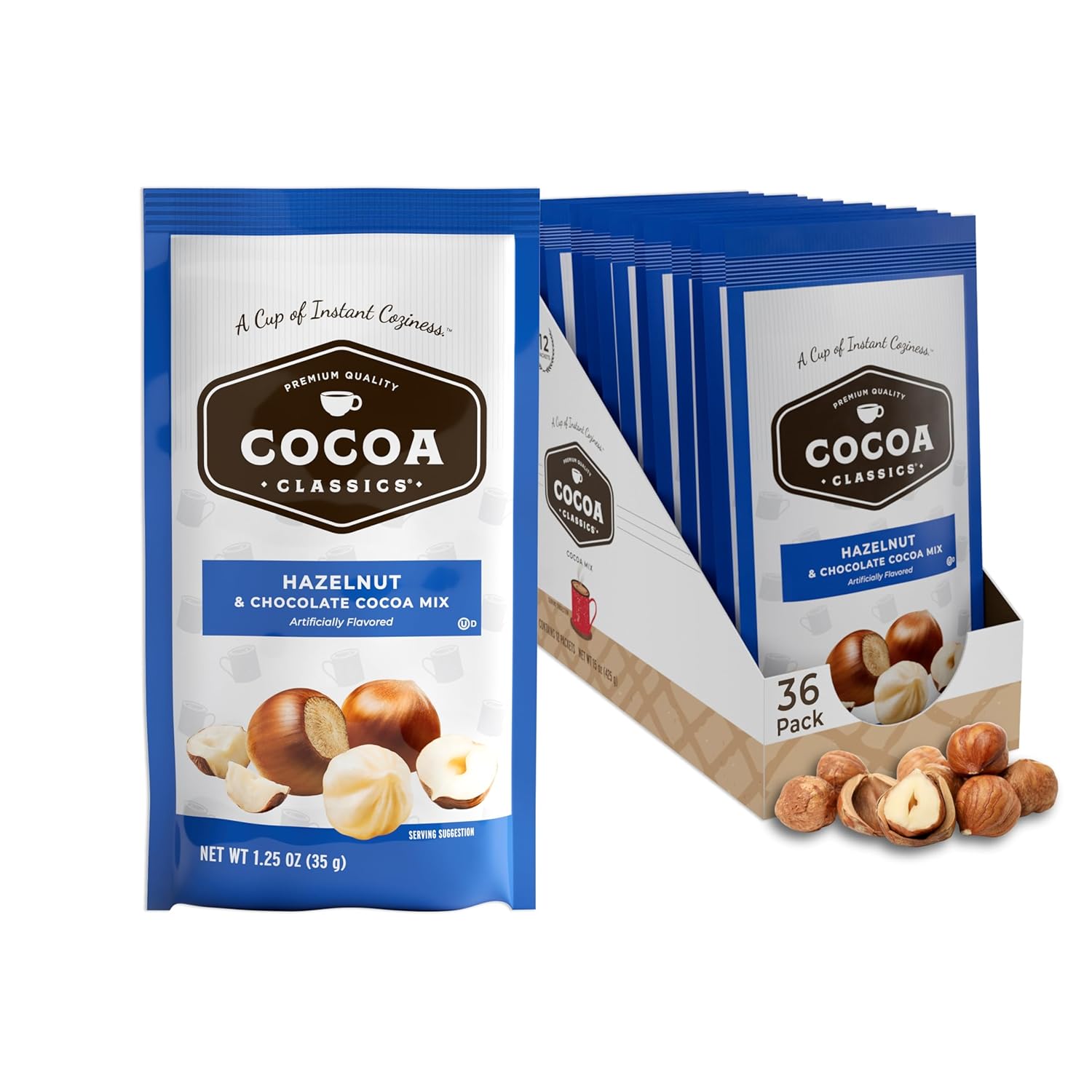 Cocoa Classics Chocolate Supreme Cocoa Mix, Hot Chocolate, Made with Nonfat Milk, Just Add Hot Water, Make Hot or Iced Cocoa, Gluten Free & Kosher Dairy Friendly, 1.25oz Packets (Pack of 36)