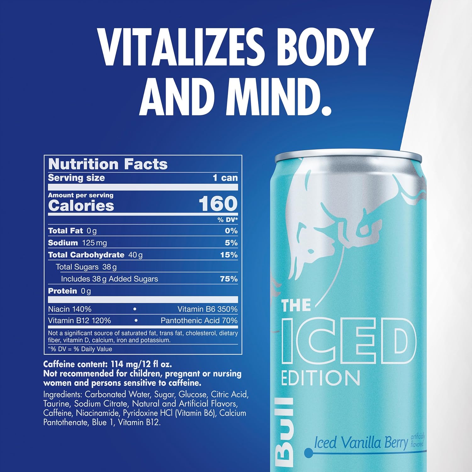 Red Bull Iced Vanilla Berry Energy Drink, with 114mg Caffeine plus Taurine & B Vitamins, 12 Fl Oz, Pack of 24 Cans