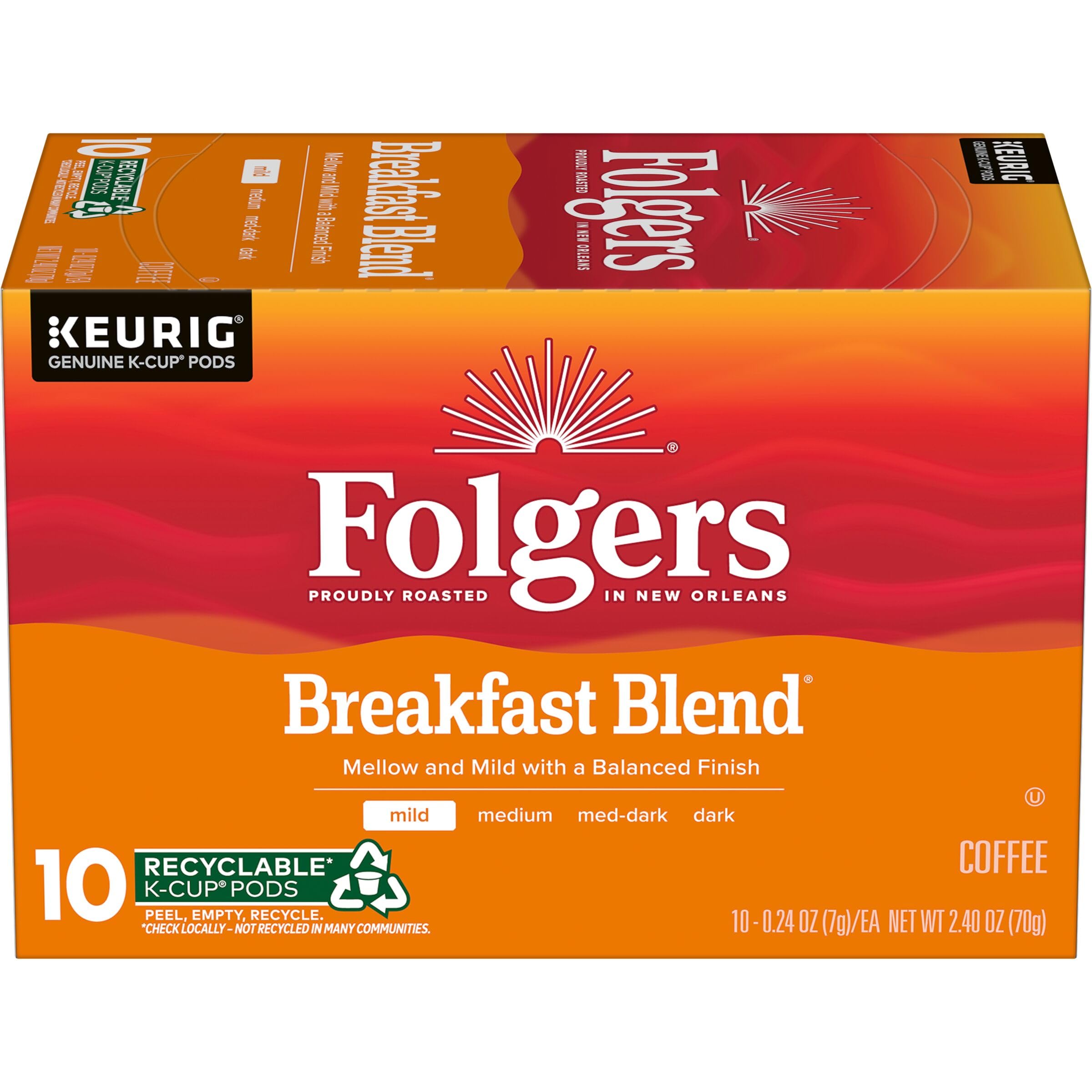 Folgers Classic Roast Medium Roast Coffee, 72 Keurig K-Cup Pods