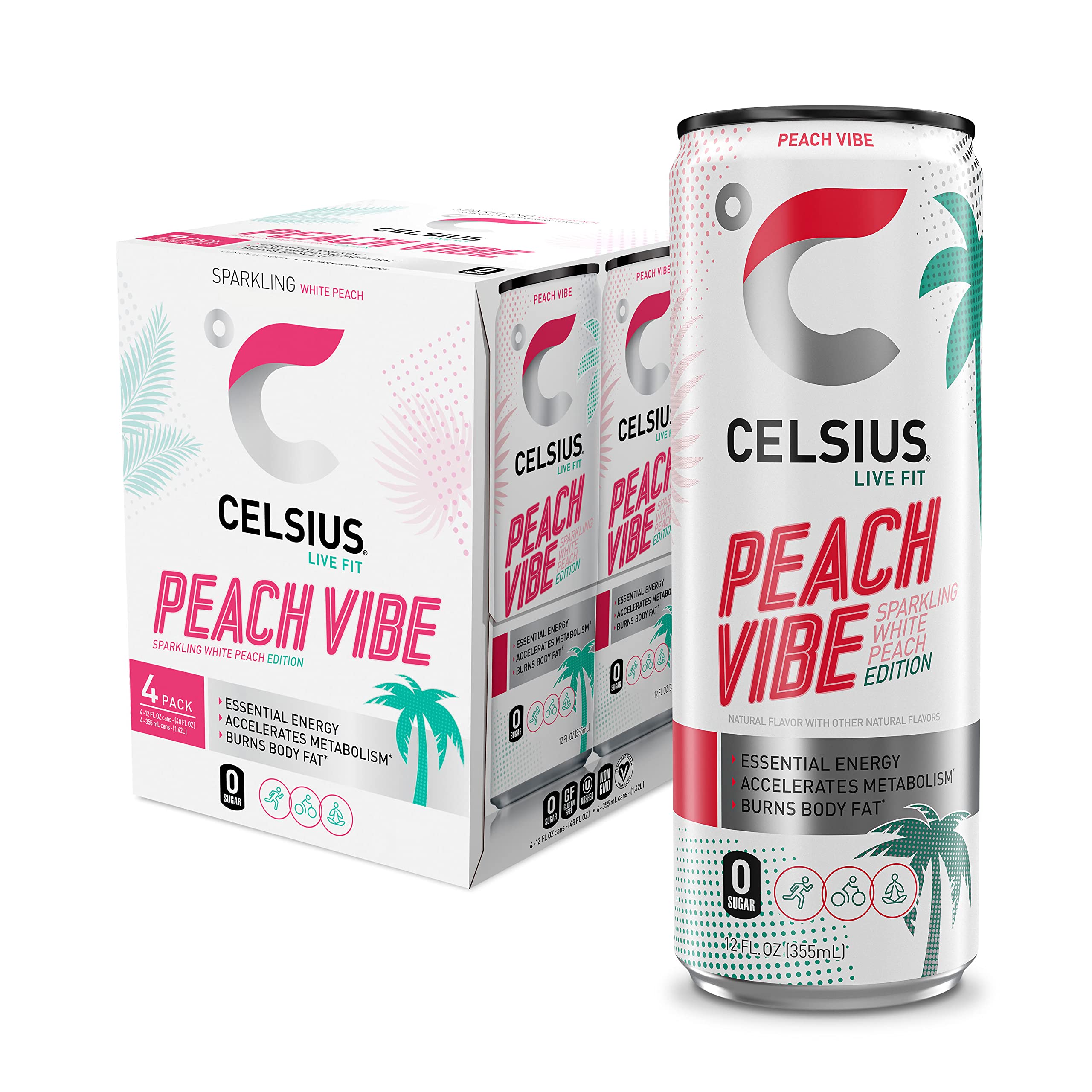 CELSIUS ASTRO VIBE Sparkling Blue Razz, Sugar Free Energy Drink, 12 Fl Oz (Pack of 12)