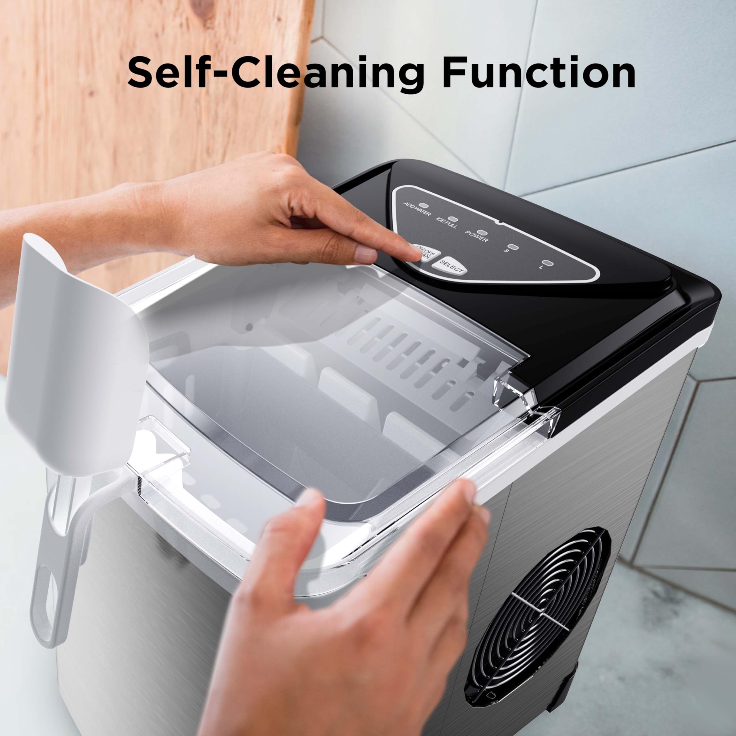 Nugget Ice Maker Countertop, Silonn Chewable Pellet Ice Machine with Self-Cleanin Function, 36lbs/24H Portable Ice Makers for Home Kitchen Officce, Black