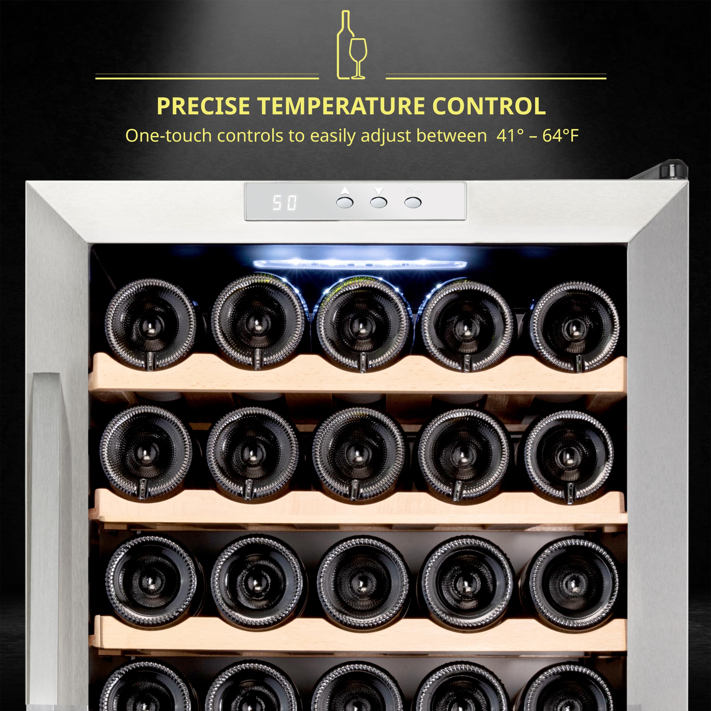 SCHMECKE 28 Bottle Compressor Wine Cooler Refrigerator w/Lock - Large Freestanding Wine Cellar - 41f-64f Digital Temperature Control Wine Fridge For Red, White, Champagne or Sparkling Wine - Black