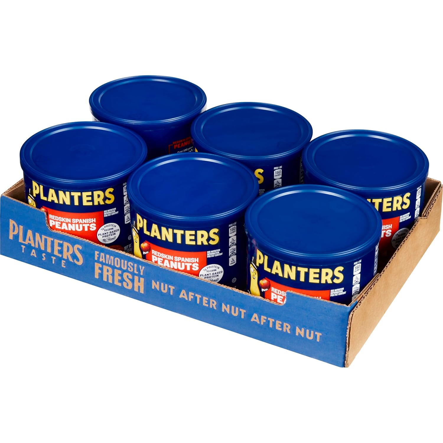 PLANTERS Redskin Spanish Peanuts, Roasted Salted Peanuts 12.5 oz Jars (Pack of 6)