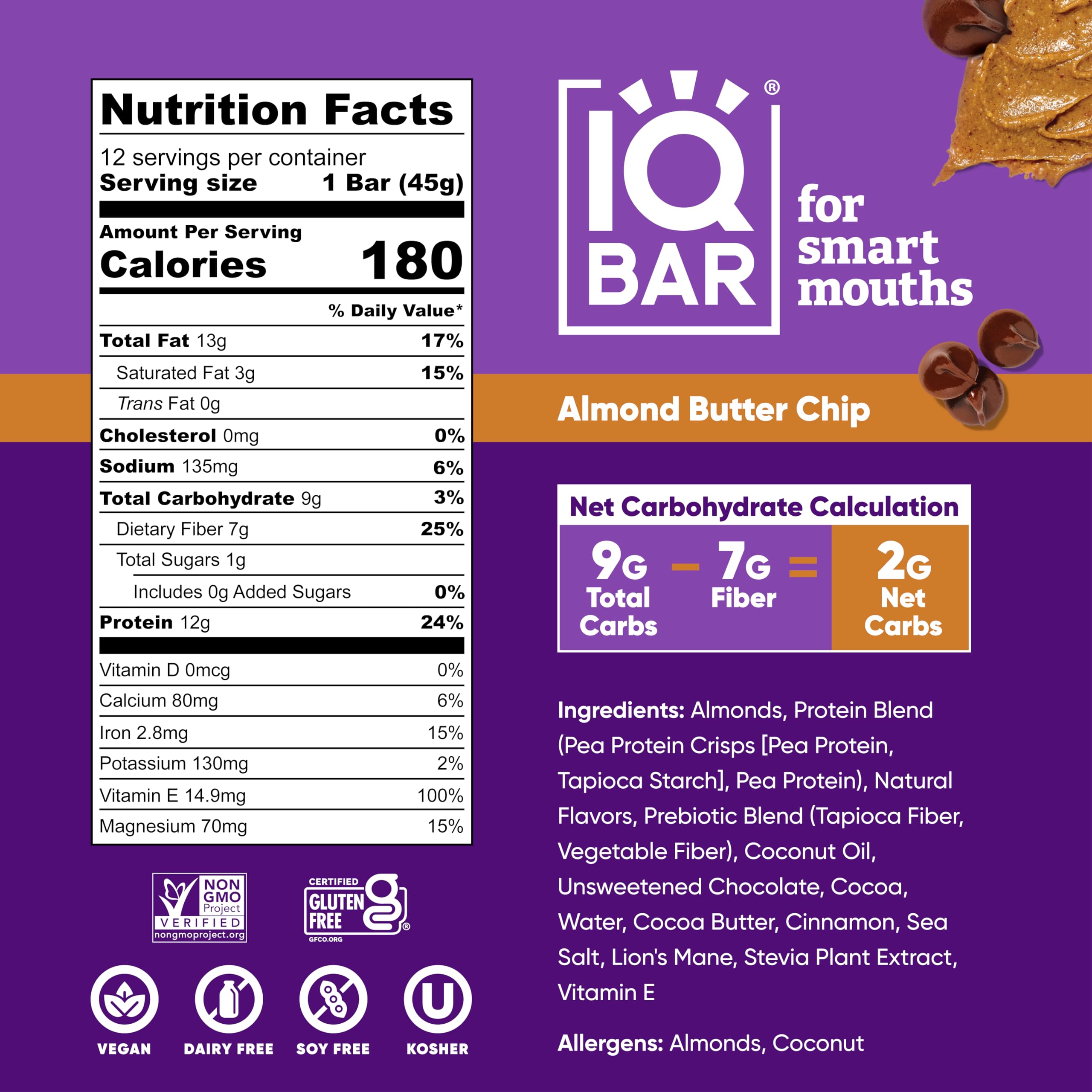 IQBAR Brain and Body Plant Protein Bars - Chocolate Lovers Variety - 36-Count - Keto, Vegan, Low Carb, High Fiber, Gluten Free, Dairy Free, Low Sugar Snack with Nutrients for Focus, Energy, Meal Replacement