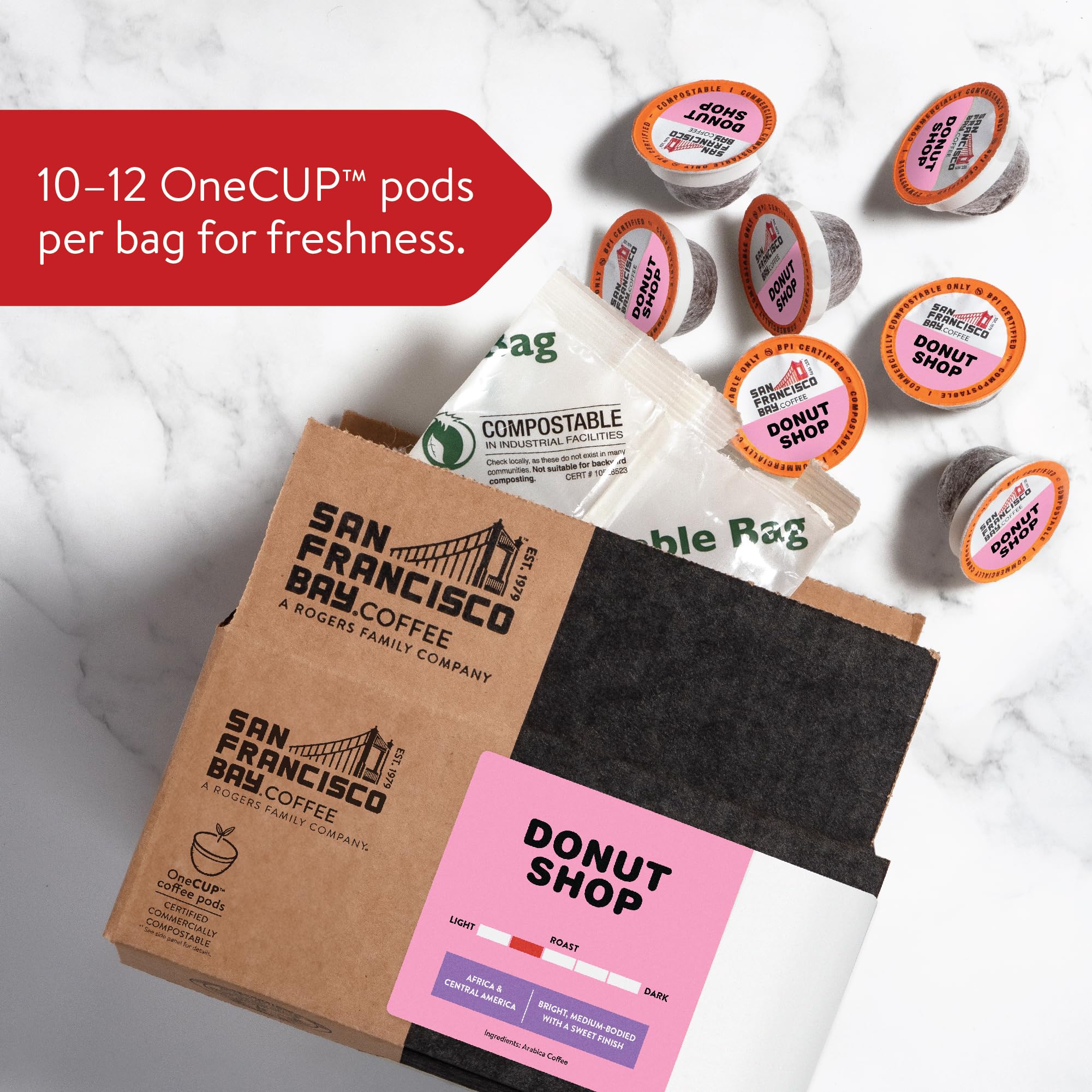 SAN FRANCISCO BAY SF Coffee OneCUP /Dark Roast Compostable Coffee Pods, K Cup Compatible Including Keurig 2.0 (Packaging May Vary), French Roast, 80 Count (Pack of 1)