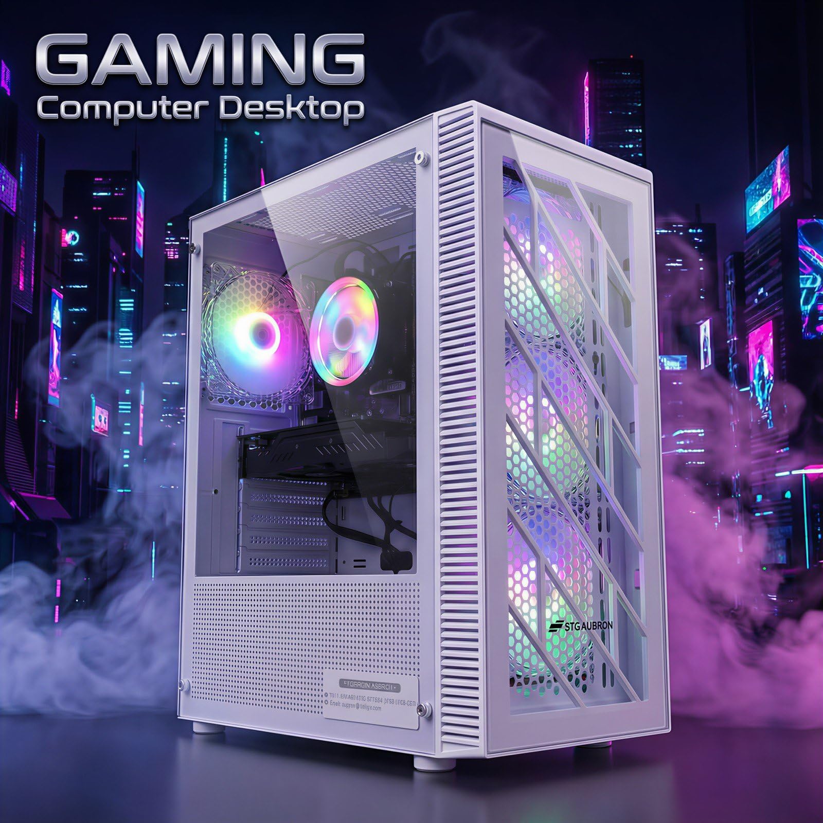 STGAubron Prebuilt Gaming PC Desktop, Radeon RX 550 4G, Intel Core i5 up to 3.6GHz, 16G RAM, 512G SSD, WiFi 6, BT 5.0, RGB Fan x2, Windows 11 Home