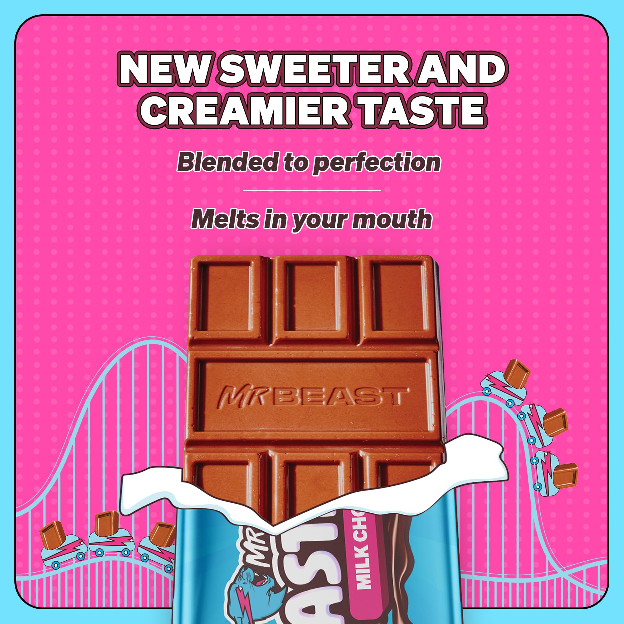 Feastables MrBeast Milk Chocolate Chocolate Bar, Full Size Bar for Adults & Kids, Candy Bars, Snacks, Gifts, or Dessert, Sweet & Creamy Fairtrade Cocoa, 1.24 Oz Each, 24 Count