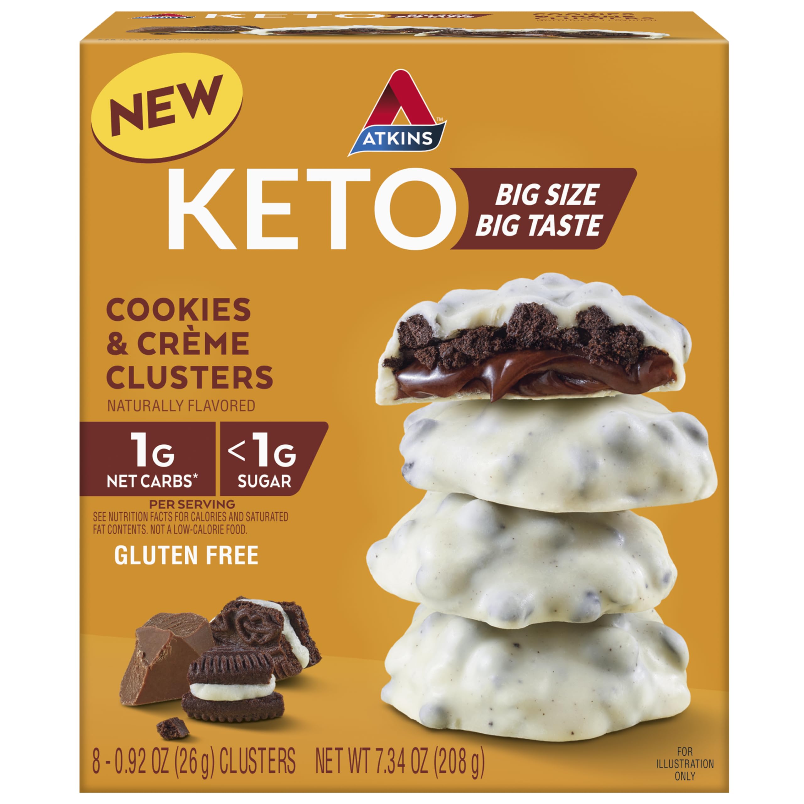 Atkins Caramel Almond Clusters, Gluten Free, High in Fiber, 1g Sugar, 2g Net Carb, Keto Friendly, 20 Count