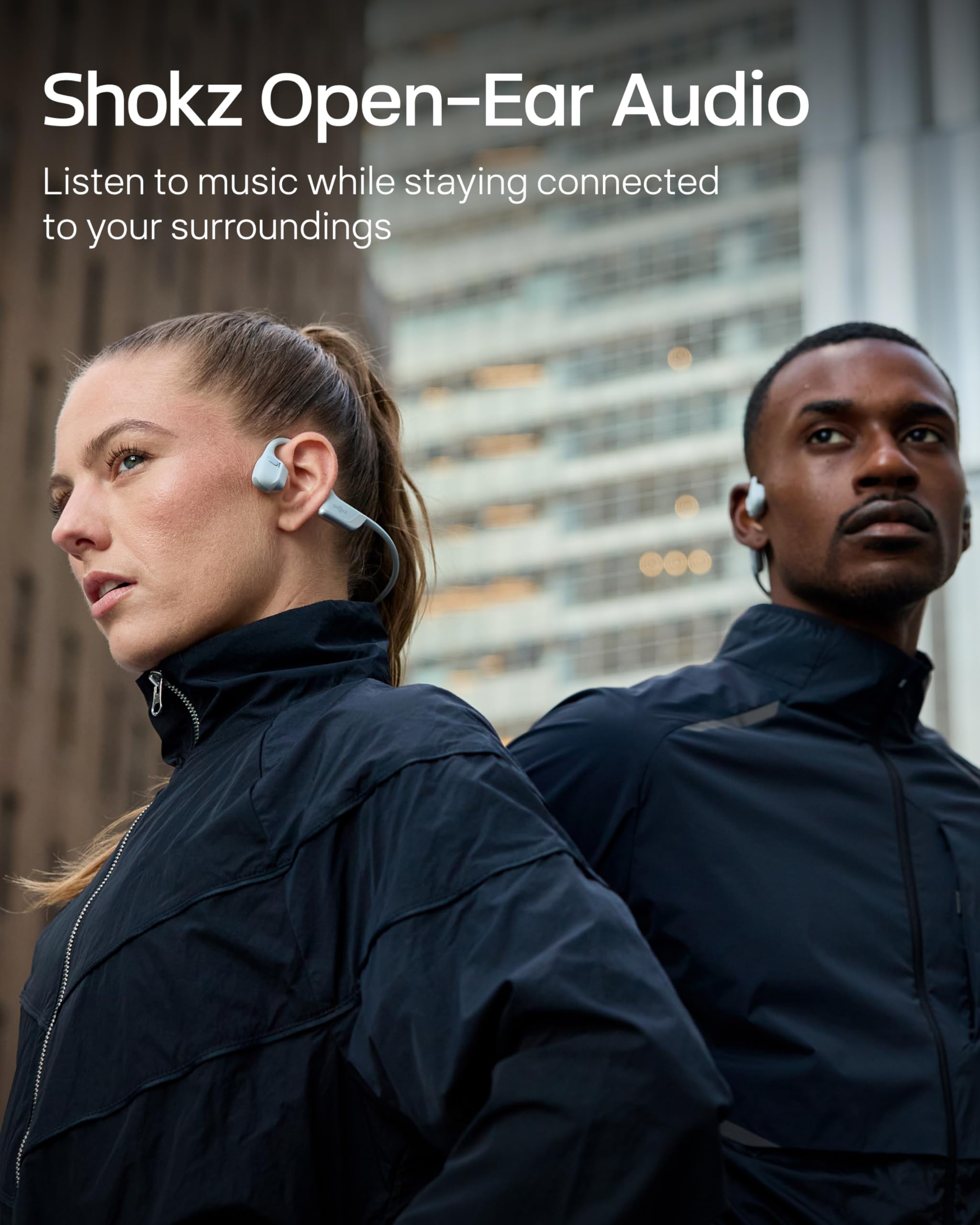 SHOKZ New OpenRun Pro 2- Bone Conduction Headphones, Open-Ear Bluetooth Wireless Sport Earphones for Running, Workouts - Sweat Resistant, Secure Comfortable Fit -Deep Bass, Smart Mic, Reflective Strip