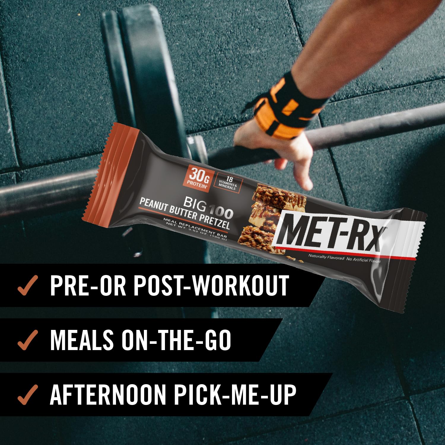 MET-Rx Big 100 Protein Bar, Meal Replacement Bar, 32G Protein, Super Cookie Crunch, 9 Bars (Pack of 1)