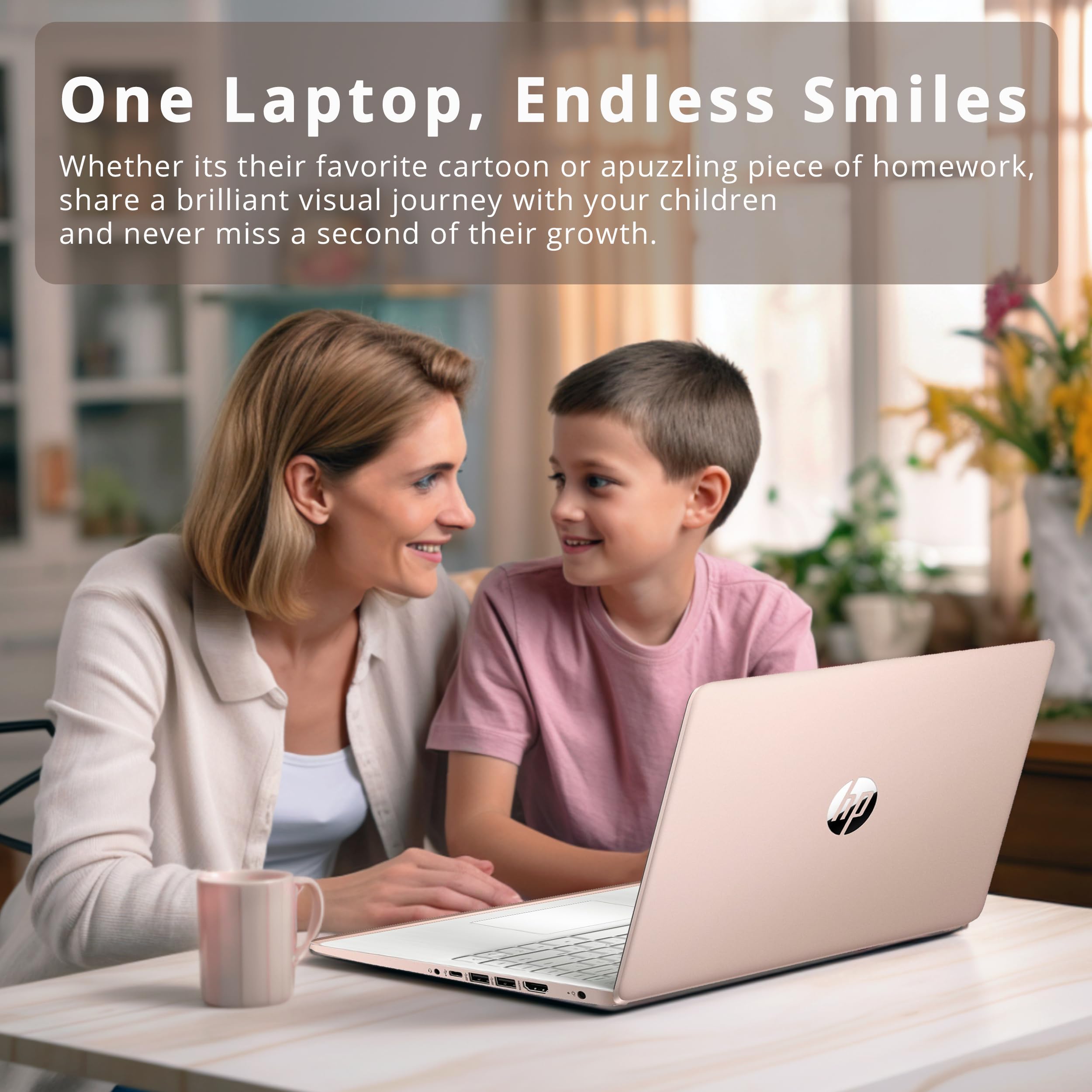 HP 14" HD Laptop, Windows 11, Intel Celeron Dual-Core Processor Up to 2.60GHz, 4GB RAM, 64GB SSD, Webcam, Dale Pink (Renewed)