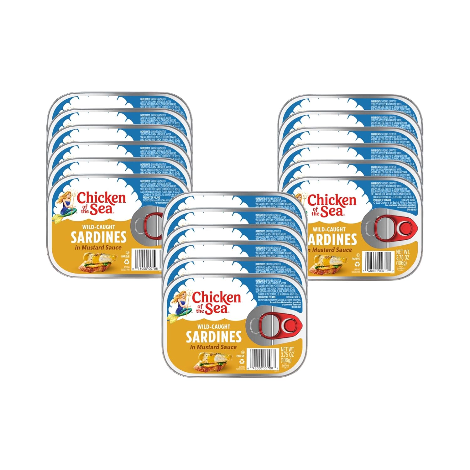 Chicken of the Sea Sardines in Olive Oil, 3.75 oz. (Pack of 18), Wild Caught Canned Sardines, Packaging May Vary