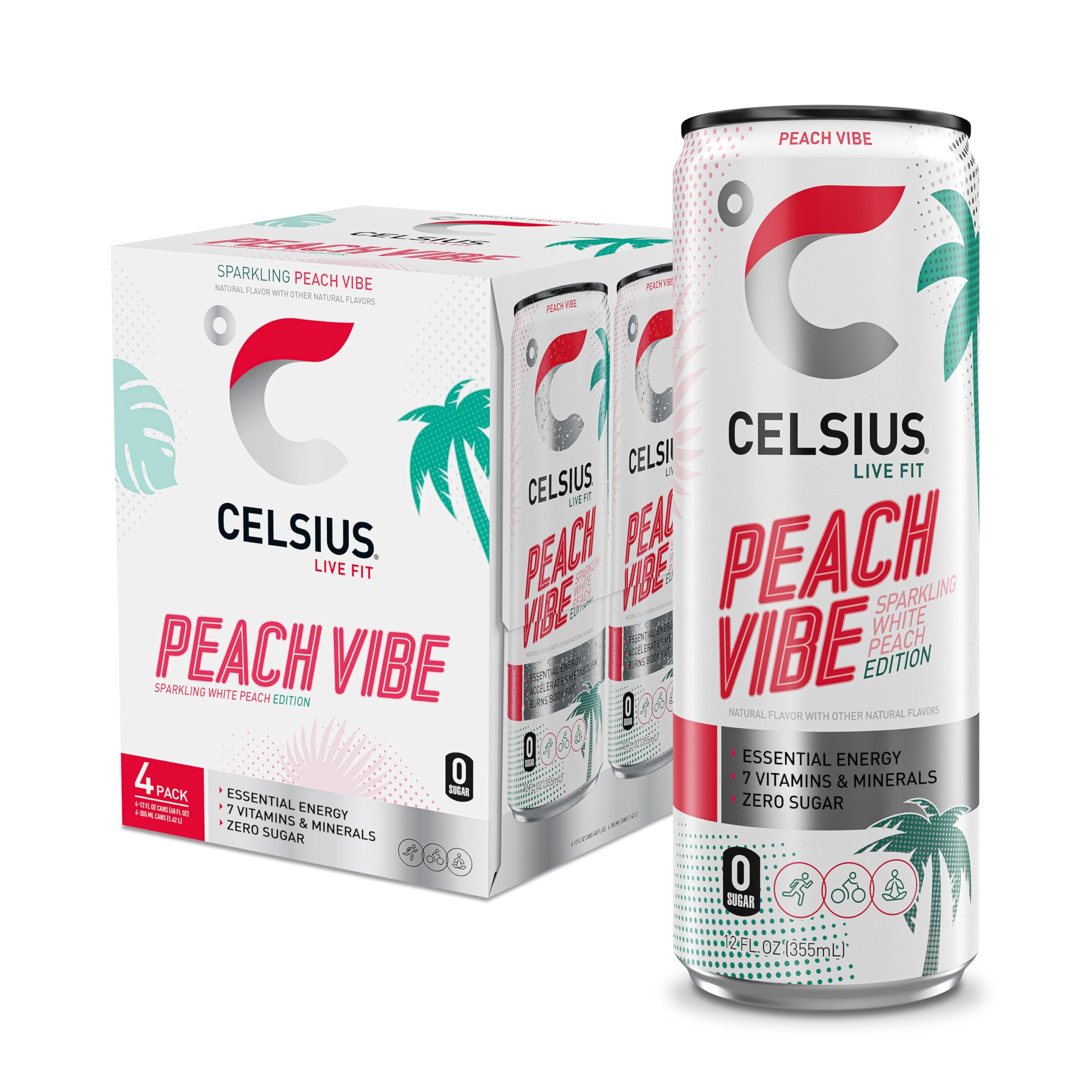 CELSIUS ASTRO VIBE Sparkling Blue Razz, Sugar Free Energy Drink, 12 Fl Oz (Pack of 12)