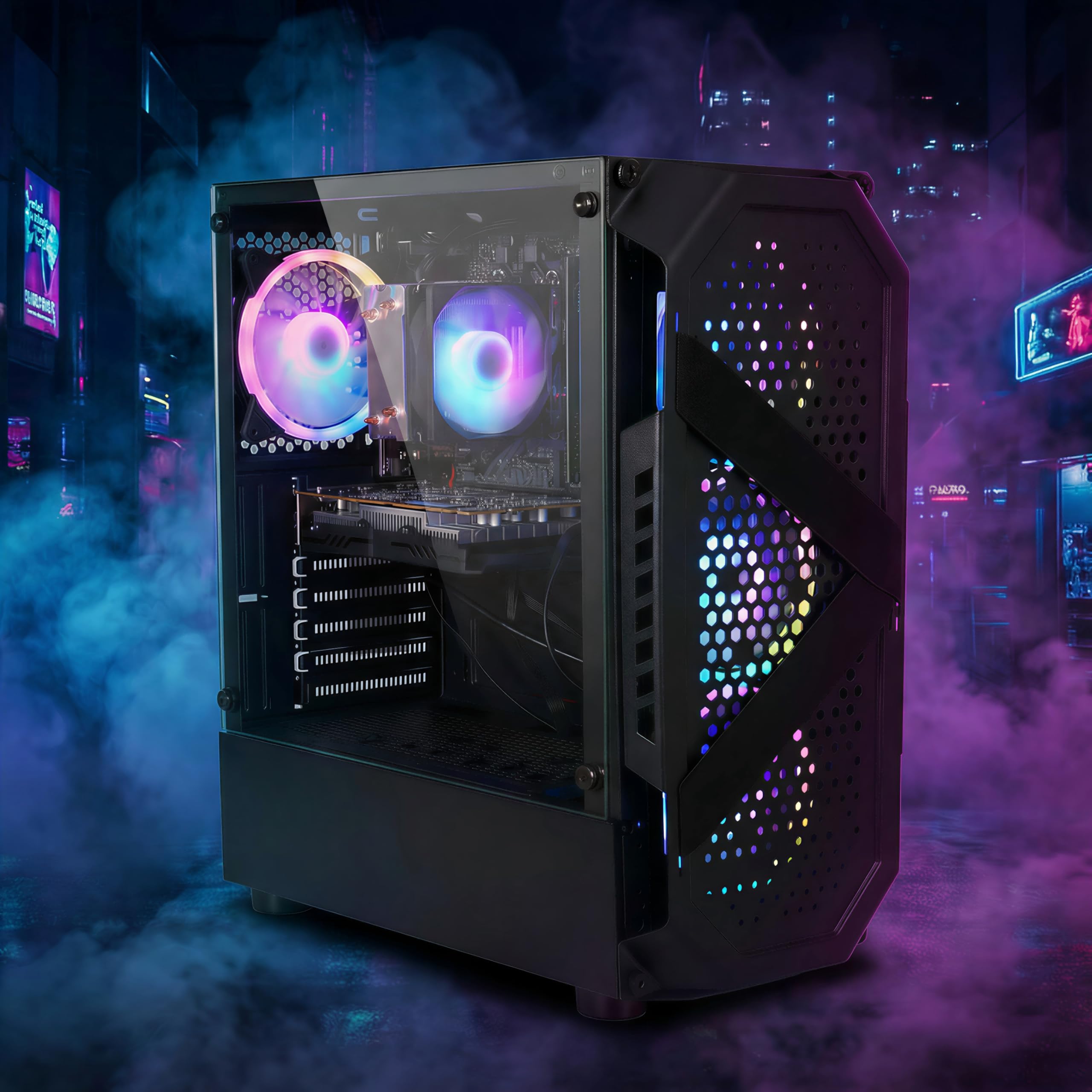 STGAubron Prebuilt Gaming PC Desktop, Radeon RX 550 4G, Intel Core i5 up to 3.6GHz, 16G RAM, 512G SSD, WiFi 6, BT 5.0, RGB Fan x2, Windows 11 Home