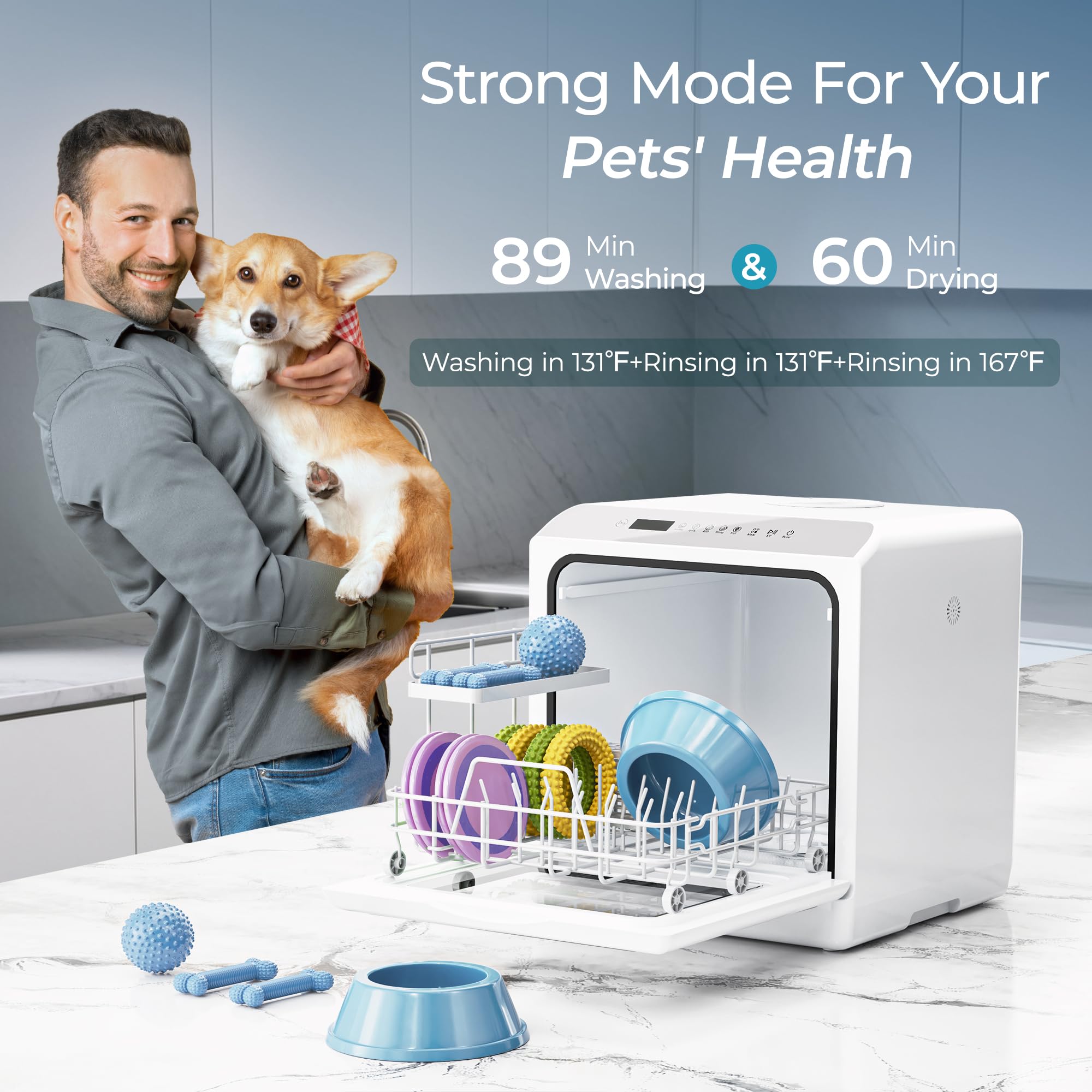 EUHOMY 6 Programs Countertop Dishwasher, Portable Dishwasher with 5L Built-in Water Tank & Inlet Hose, Mini Dishwasher for Apartments and RVs, High-Temp & Air-Dry Function, No Hookup Needed, Black