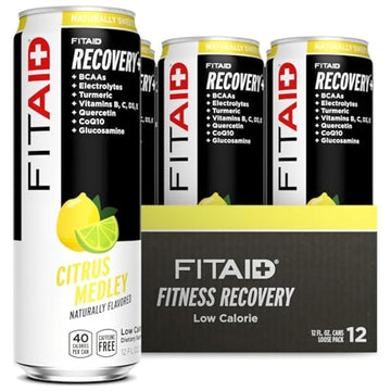 FITAID Recovery Blend, BCAAs, 100% Clean, Paleo, B-Complex, Citrus Medley, No Sucralose, 12-oz. cans (Pack of 12)