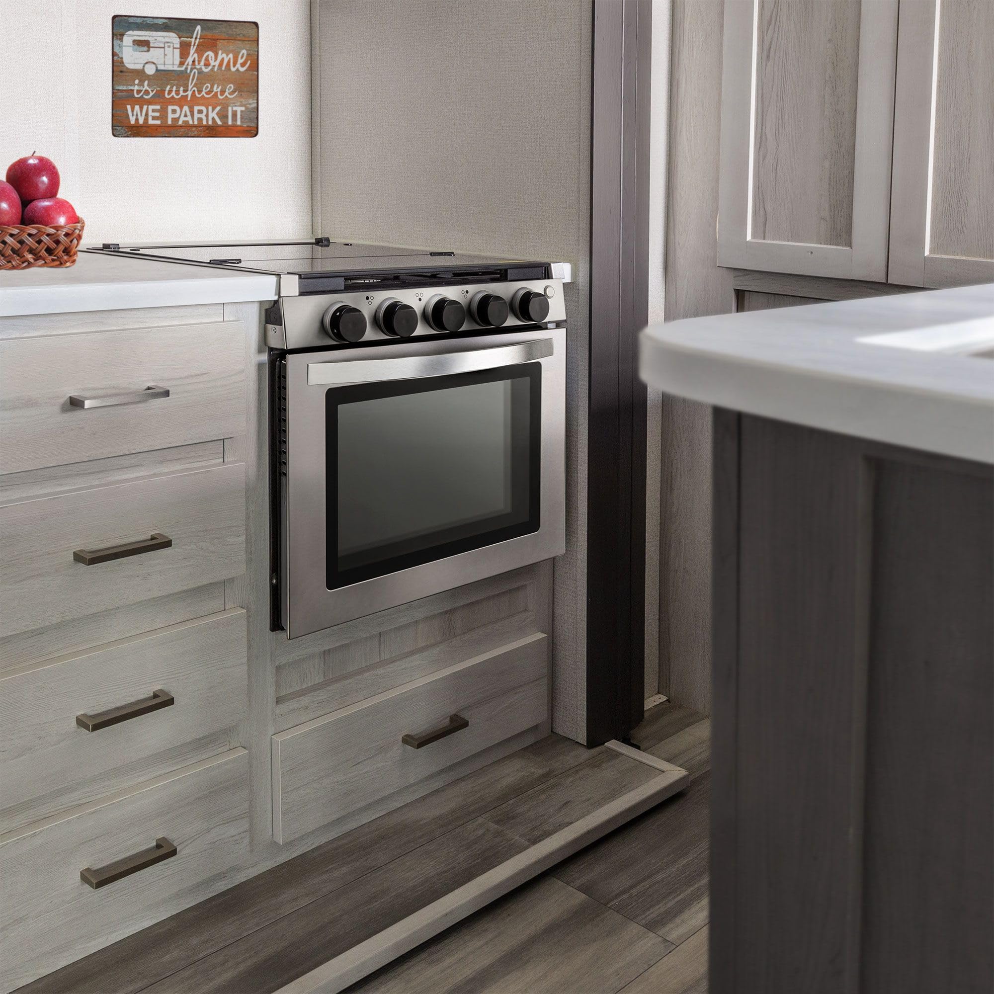 RecPro RV Stove | Gas Range 21" Tall | Optional Vented Range Hood | 3 Burner | 1.8 Cu. Ft | 7100 BTU | Black or Silver Color Options (Silver, No Vented Range Hood)