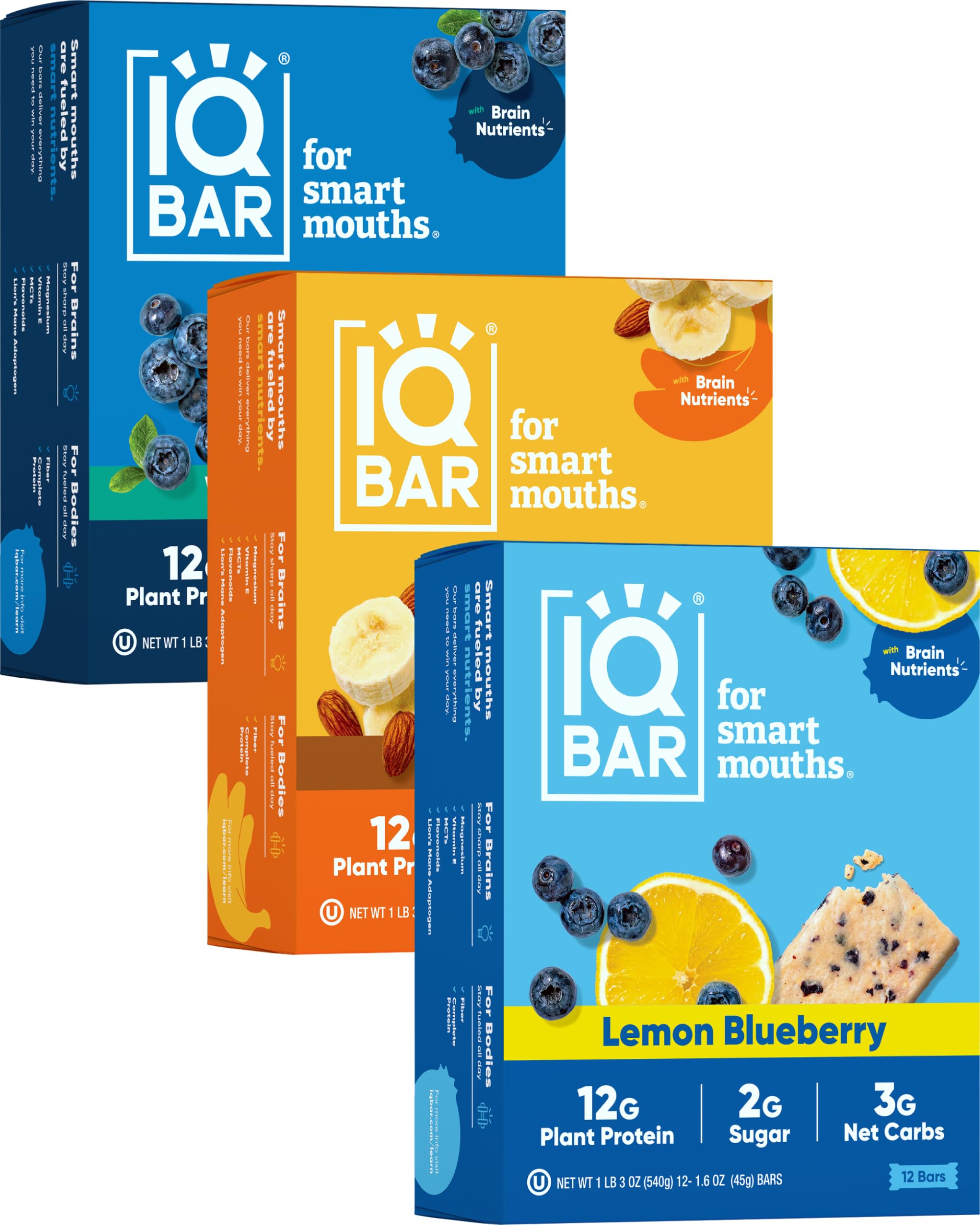IQBAR Brain and Body Plant Protein Bars - Chocolate Lovers Variety - 36-Count - Keto, Vegan, Low Carb, High Fiber, Gluten Free, Dairy Free, Low Sugar Snack with Nutrients for Focus, Energy, Meal Replacement