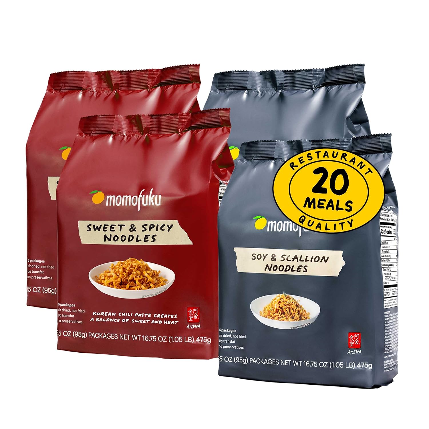 Momofuku Ramen Noodle Spicy Variety Pack by David Chang, 12 Meals of Air-Dried Instant Noodles with Spicy Sauce