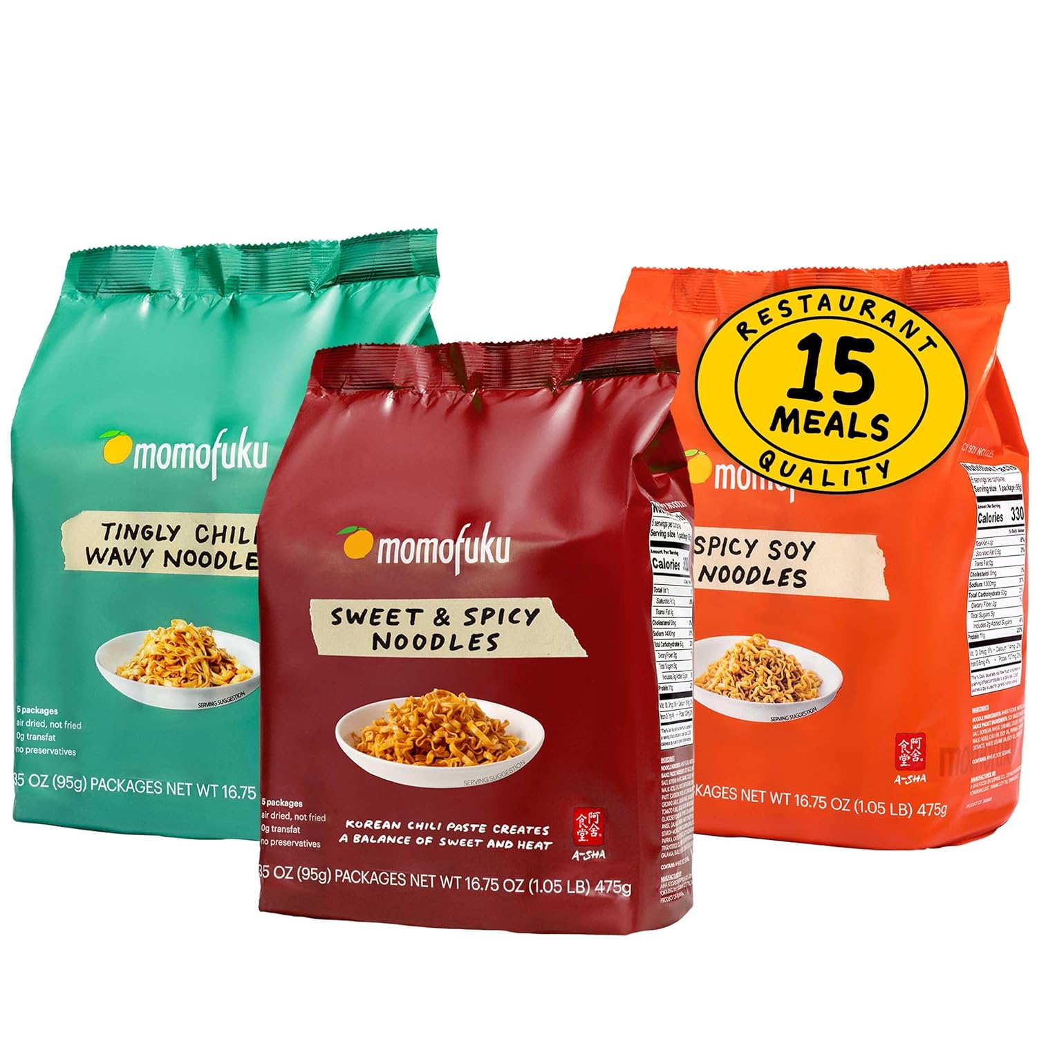 Momofuku Ramen Noodle Spicy Variety Pack by David Chang, 12 Meals of Air-Dried Instant Noodles with Spicy Sauce