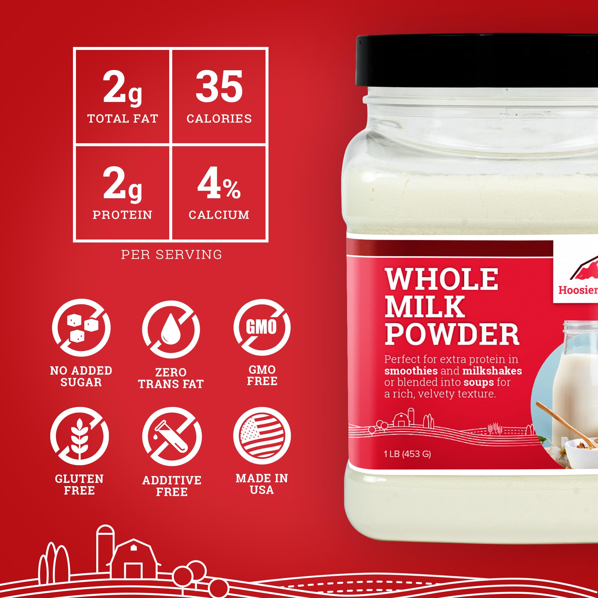 Hoosier Hill Farm Whole Milk Powder, 6LB (Pack of 1)