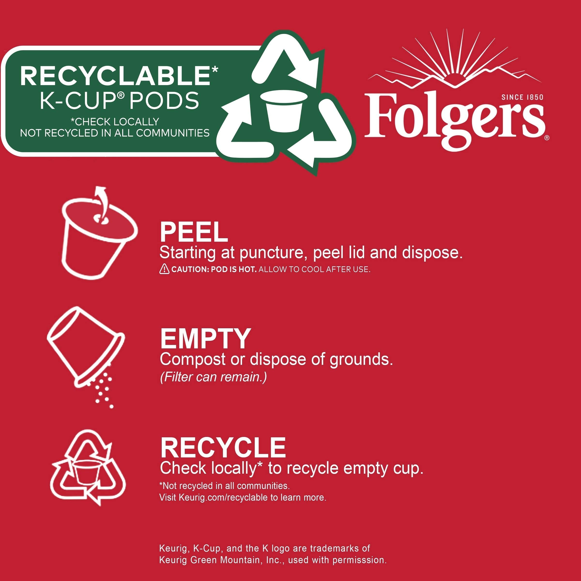 Folgers Classic Roast Medium Roast Coffee, 72 Keurig K-Cup Pods