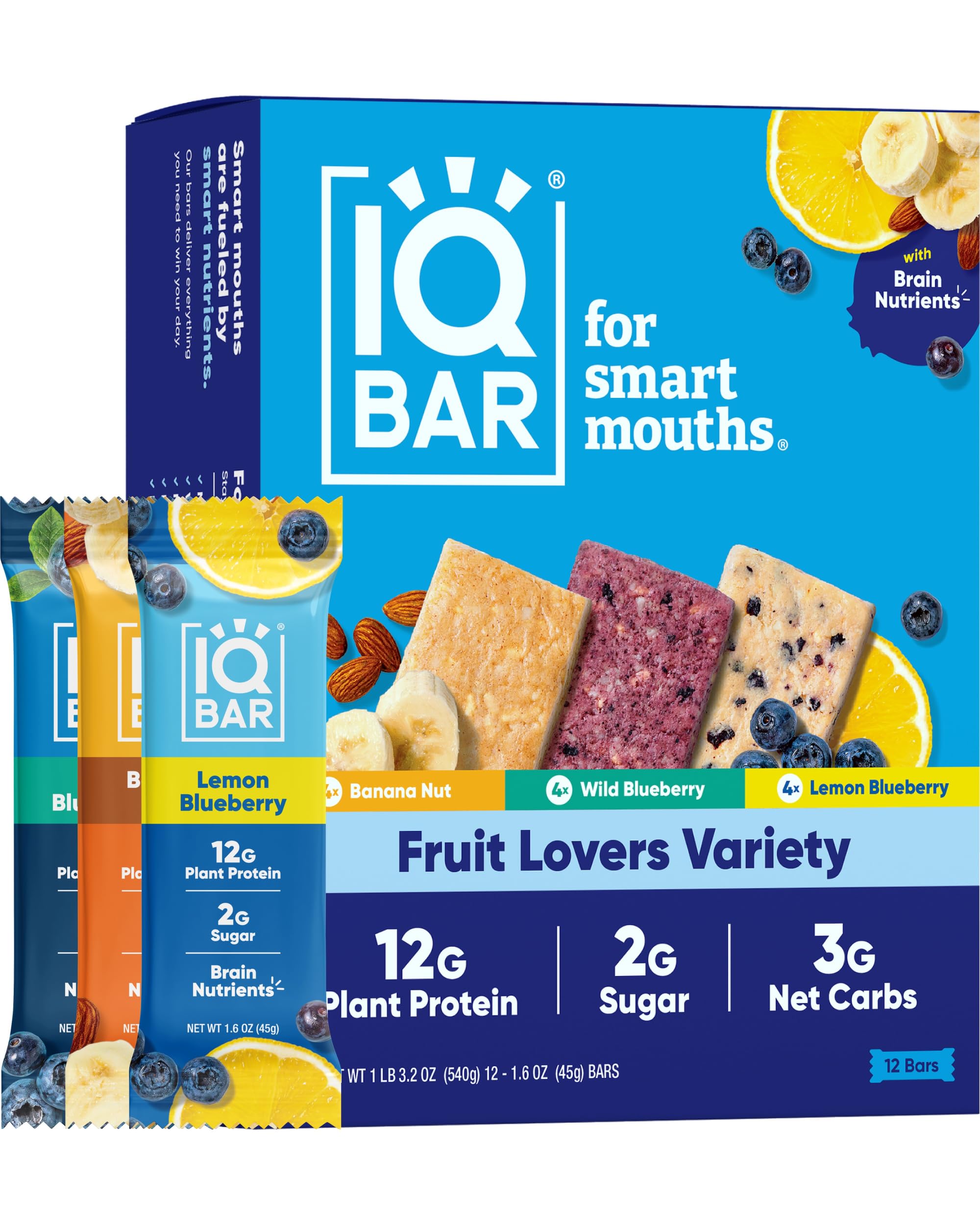 IQBAR Brain and Body Plant Protein Bars - Chocolate Lovers Variety - 36-Count - Keto, Vegan, Low Carb, High Fiber, Gluten Free, Dairy Free, Low Sugar Snack with Nutrients for Focus, Energy, Meal Replacement